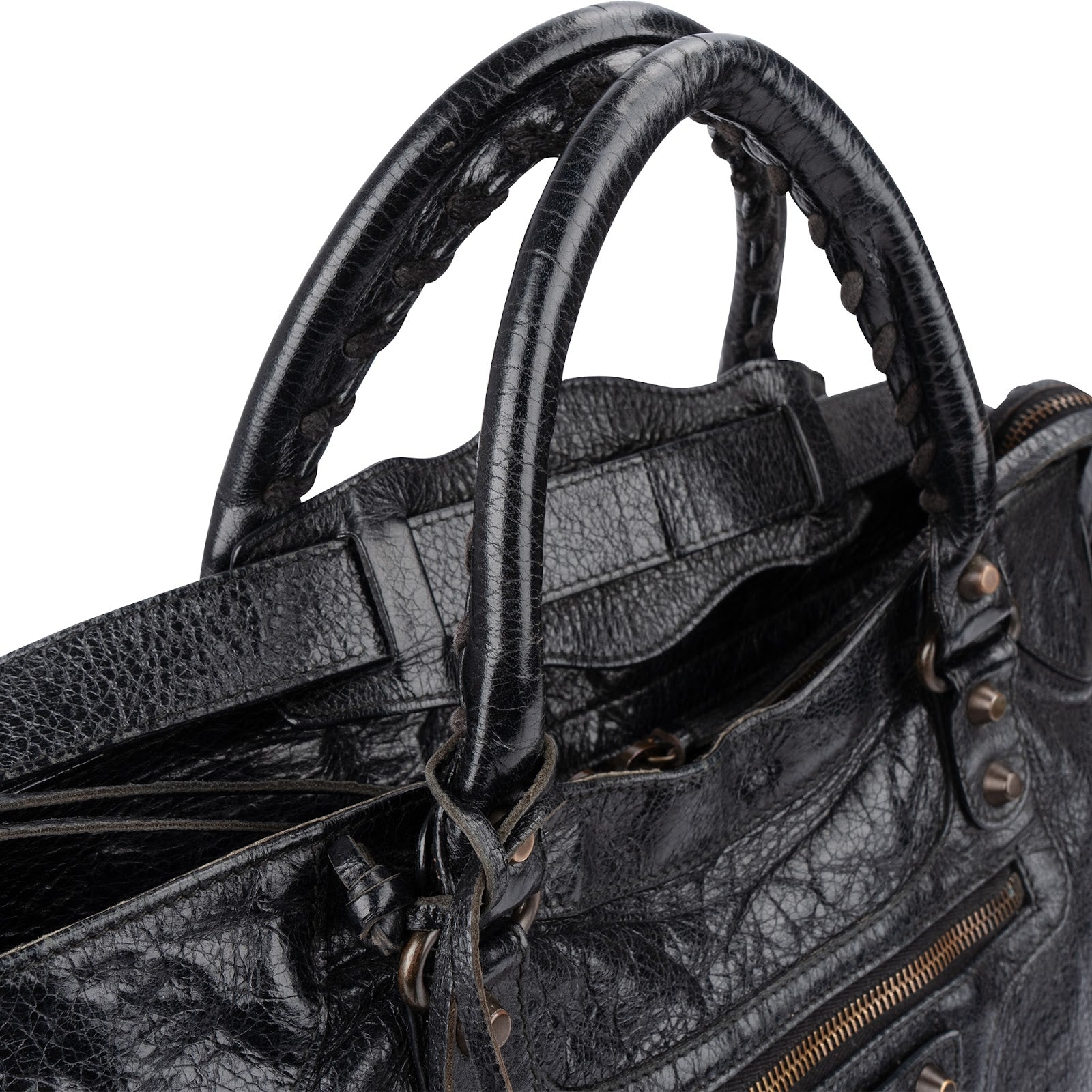 Balenciaga – czarna skórzana torba City Tote z serii Black Arena