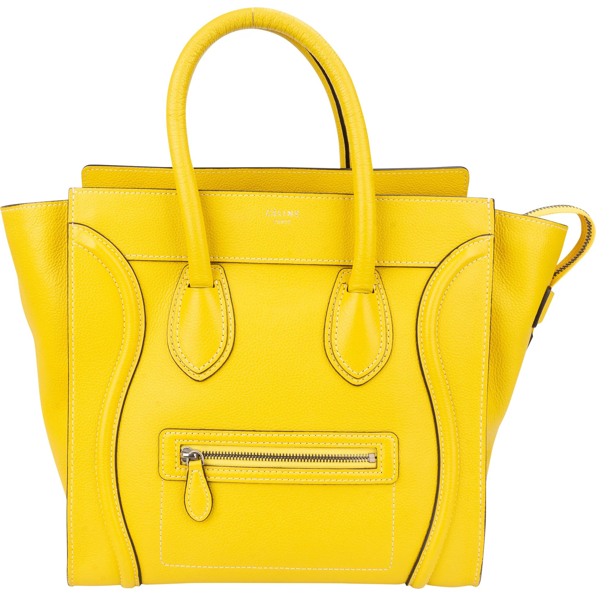 Celine Yellow Leather Luggage Handbag