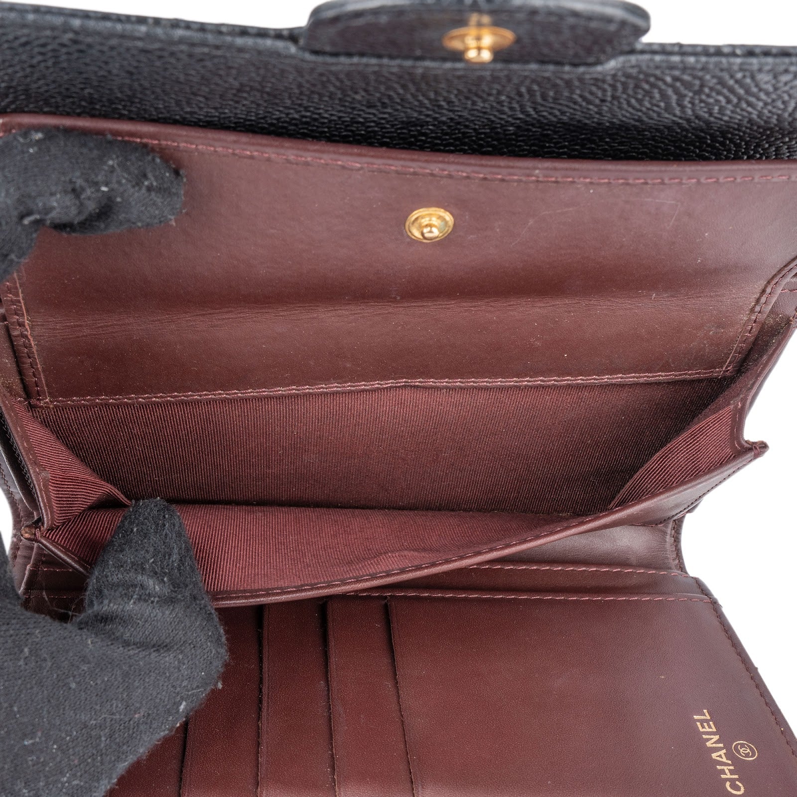 Chanel Quilted Caviar Leather CC Flap Wallet