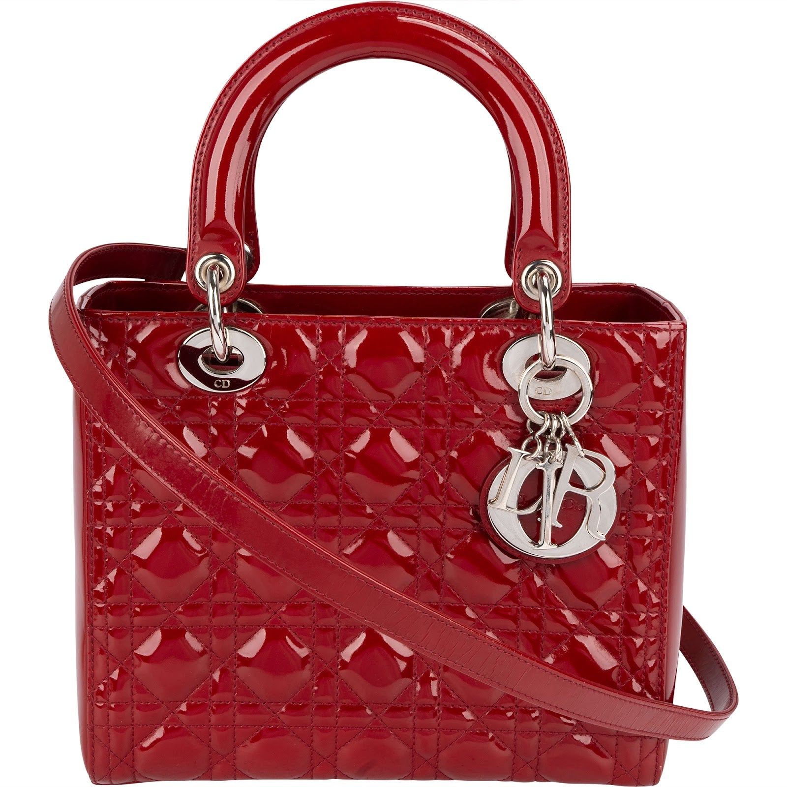 Christian Dior Quilted Patent Leather Lady Dior Handbag