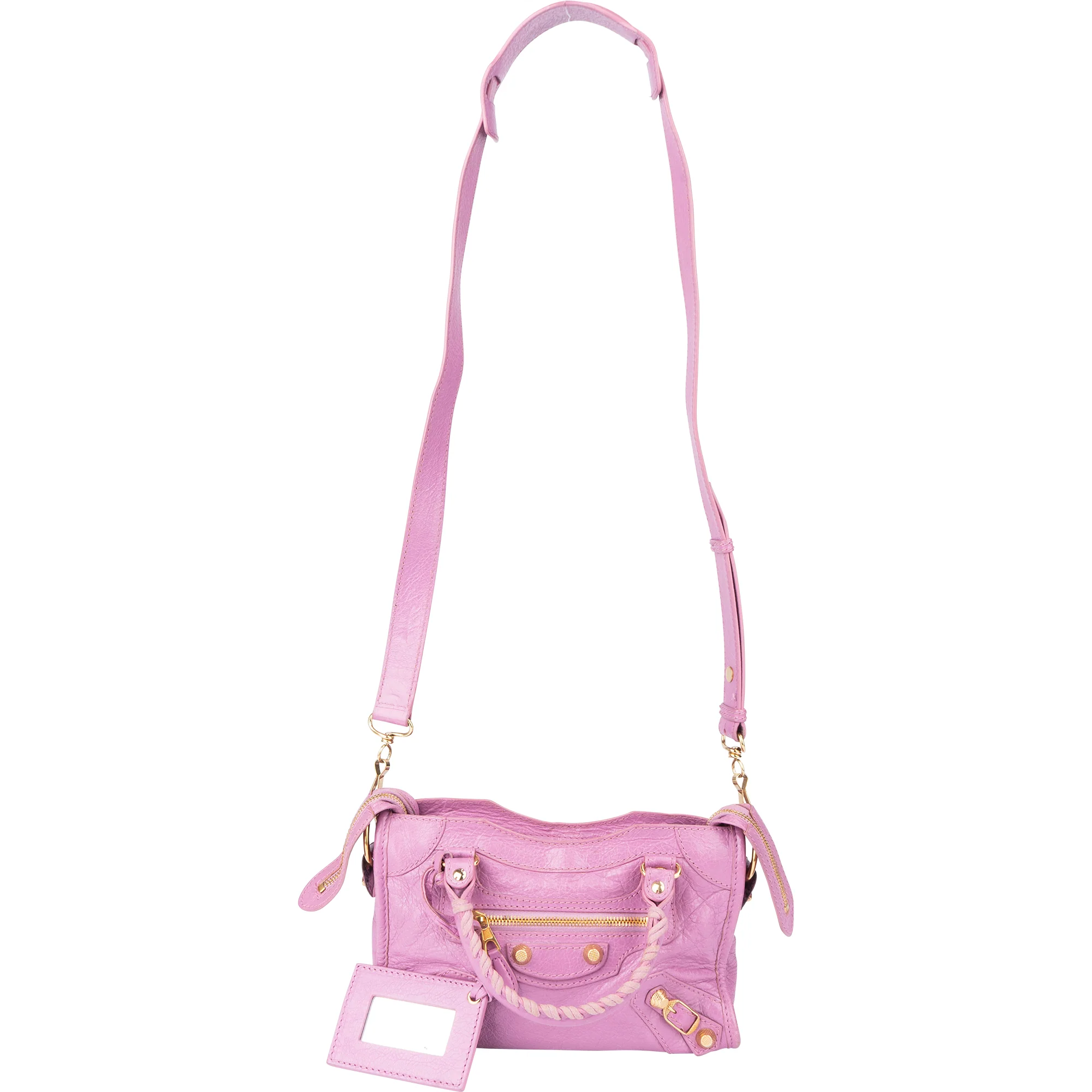 Balenciaga Pink Leather Mini City Handbag