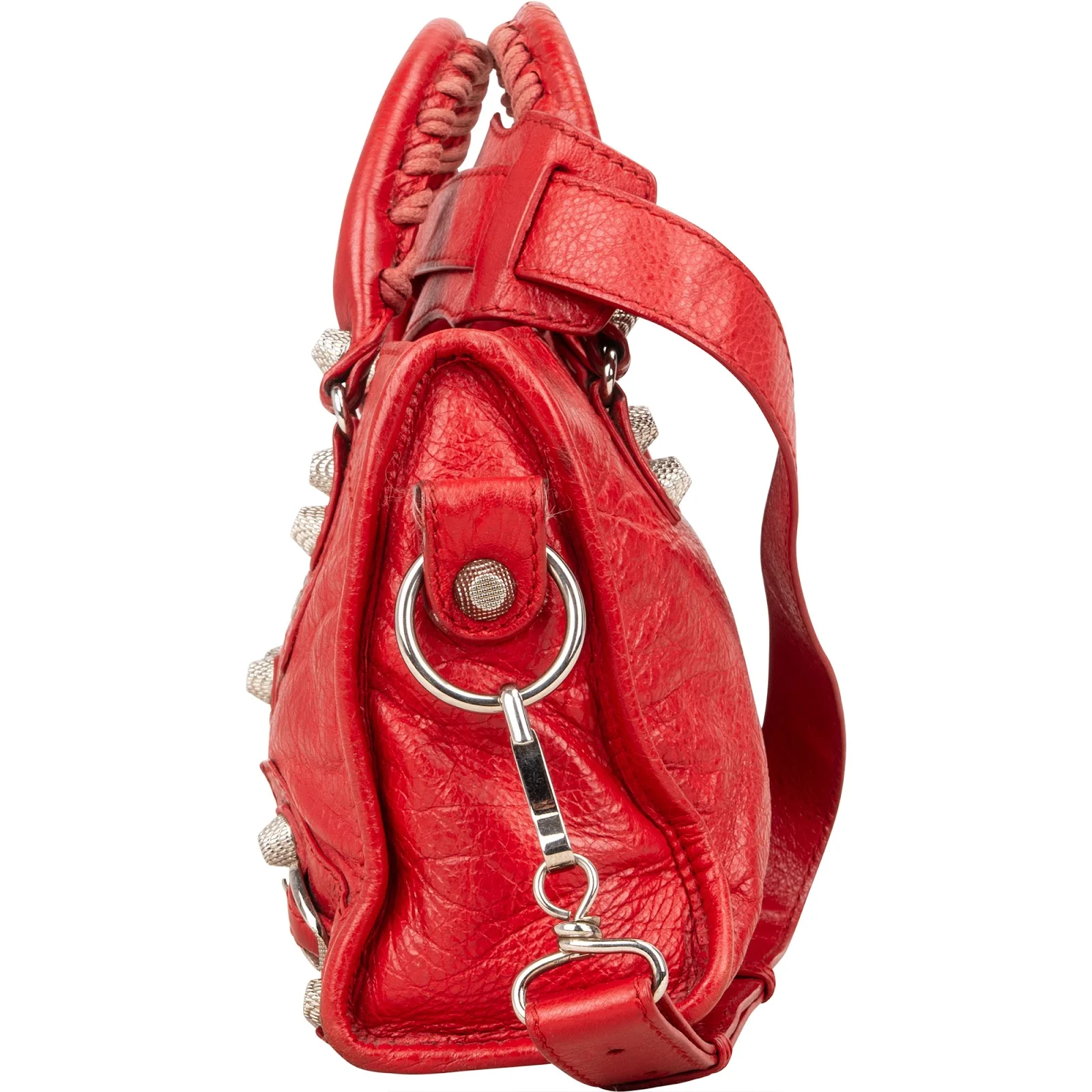 Balenciaga Red Leather Mini City Handbag