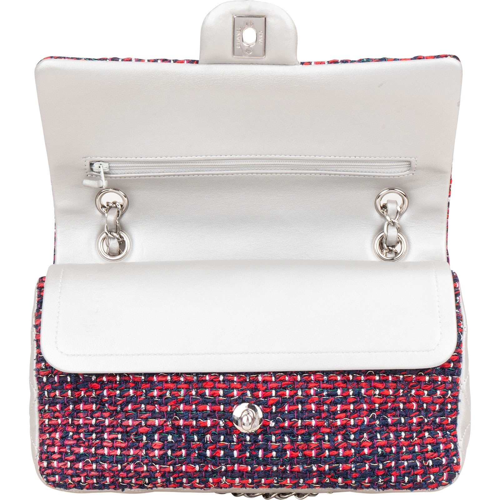 Chanel Quilted Multicolor Tweed and Lambskin Medium Double Flap Shoulder Bag