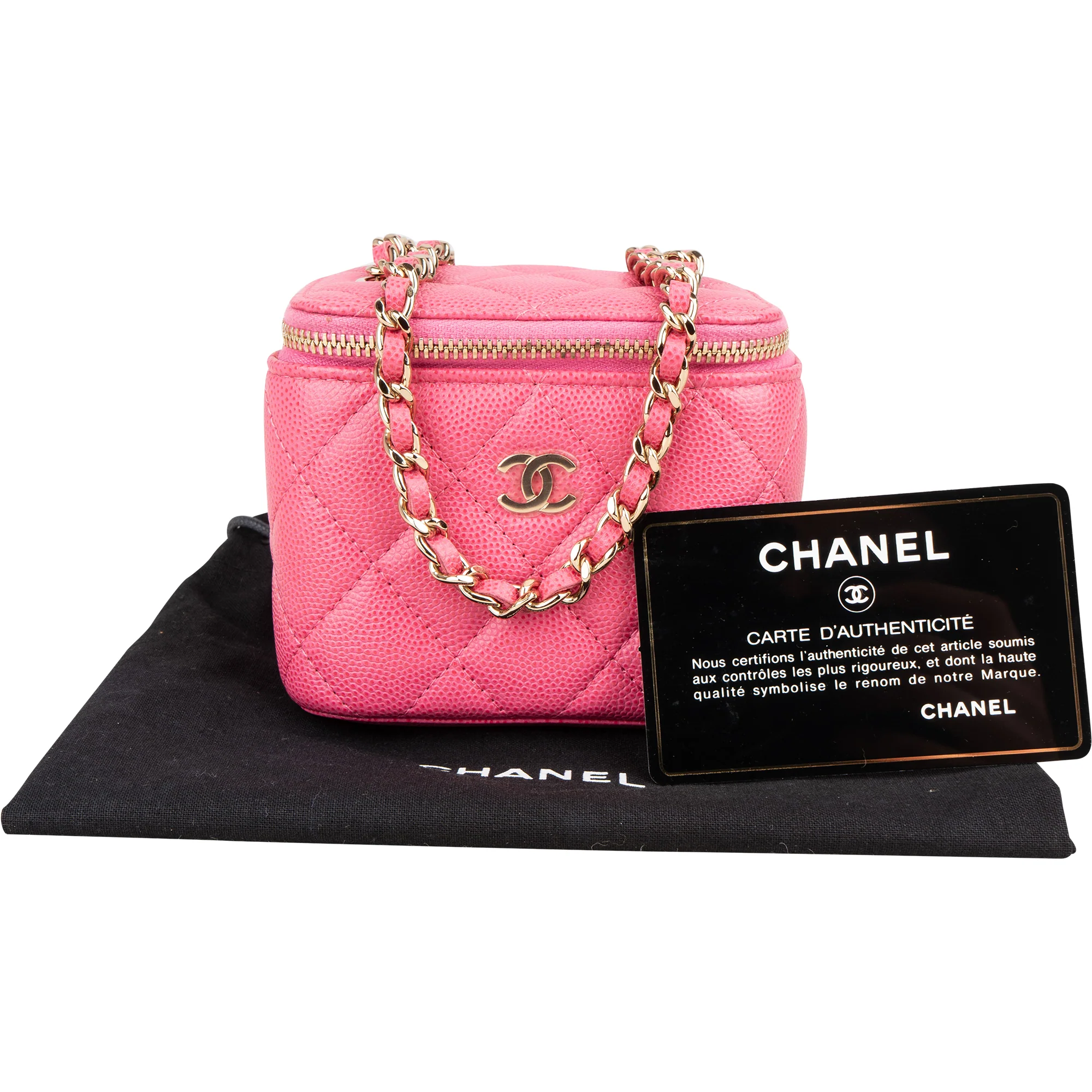 Chanel Pink Caviar Leather Mini Vanity Crossbody Bag