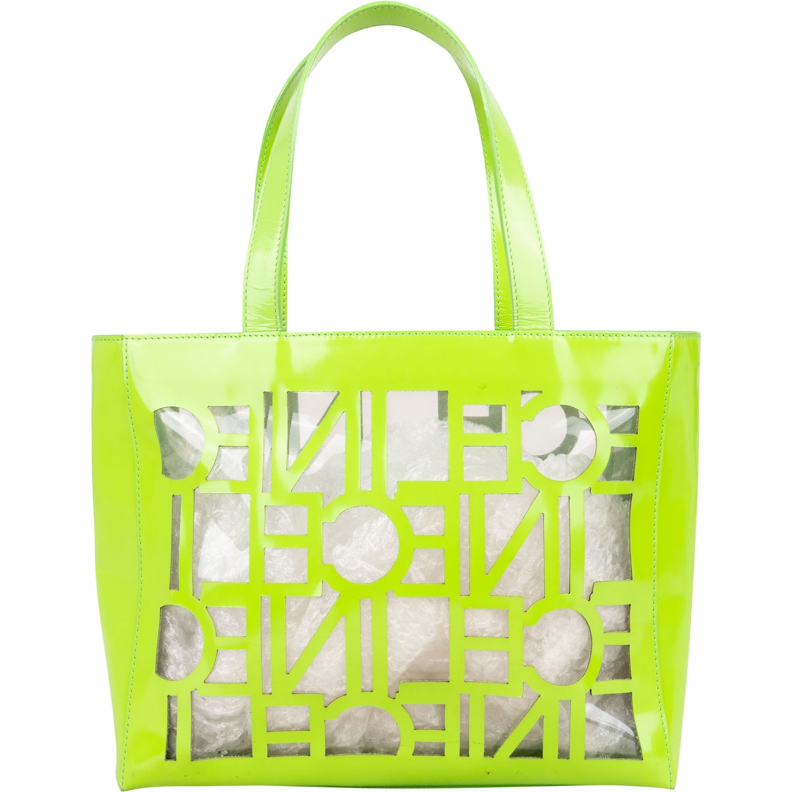 Celine Patent Leather Vertical Transparent Cutout Handbag