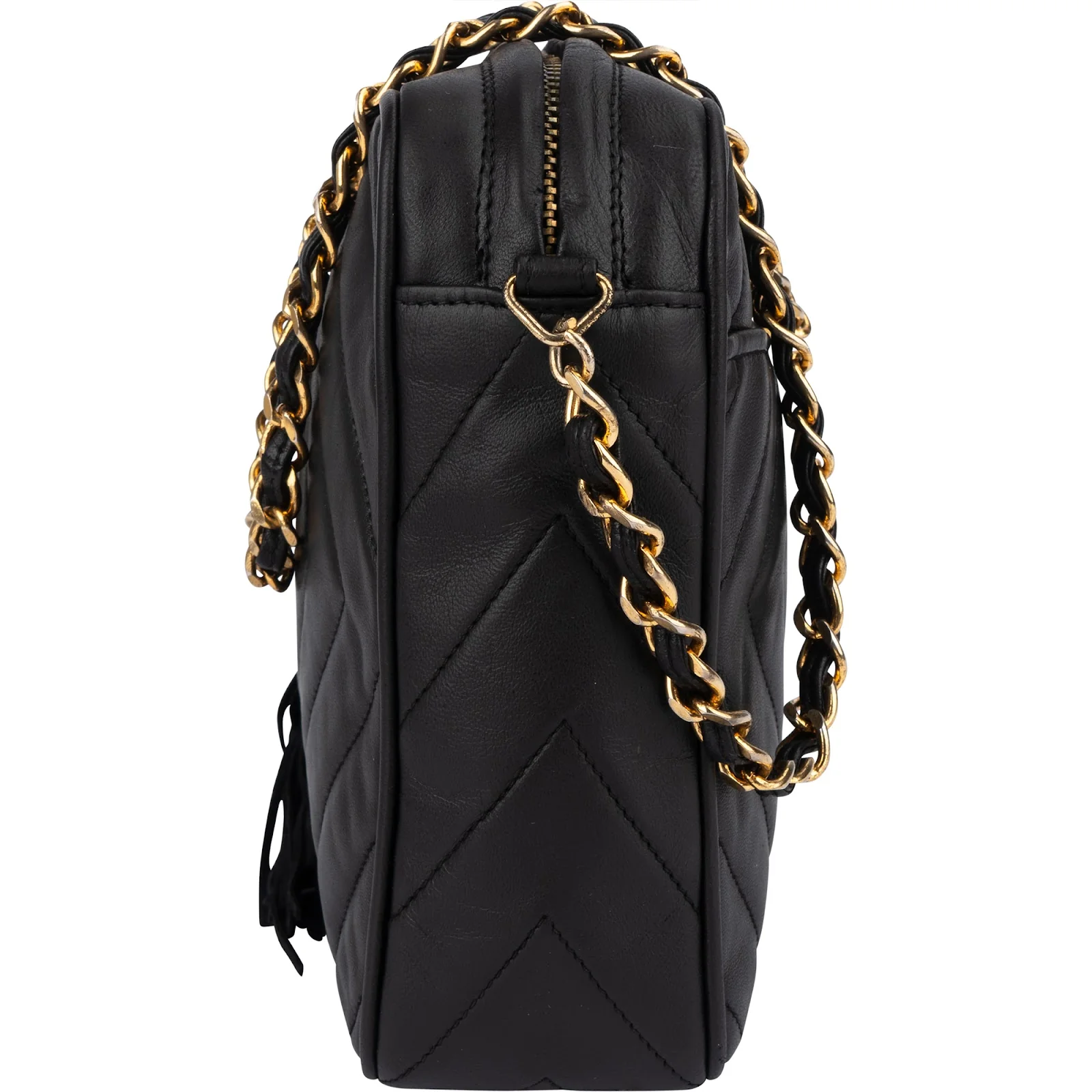 Chanel Quilted Lambskin Chevron Camera Crossbody Bag