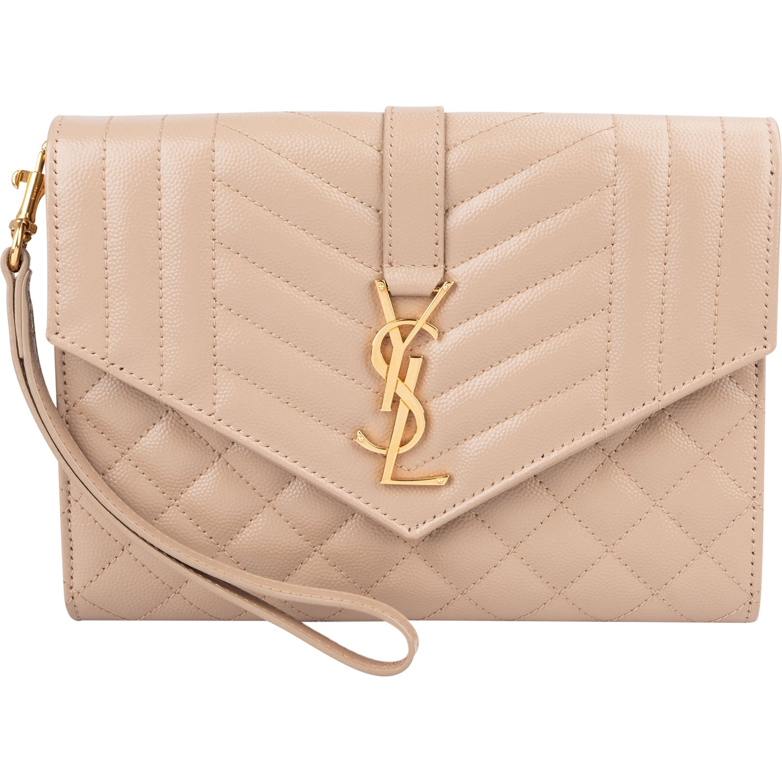 Saint Laurent Chevron Grain de Poudre Matelassé Pouch