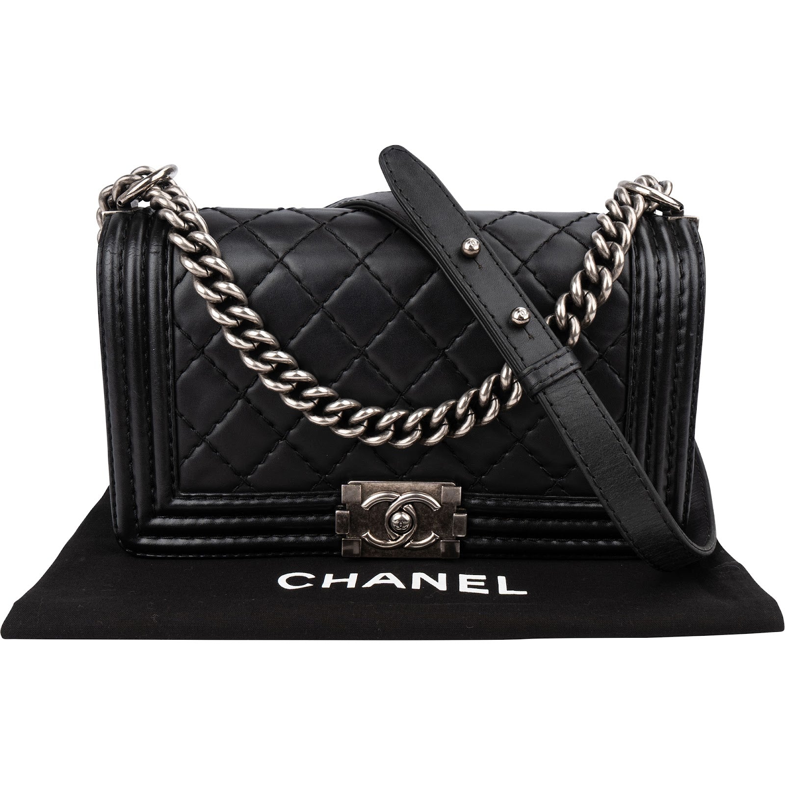 Chanel Quilted Lambskin Medium Boy Single Flap Crossbody Bag