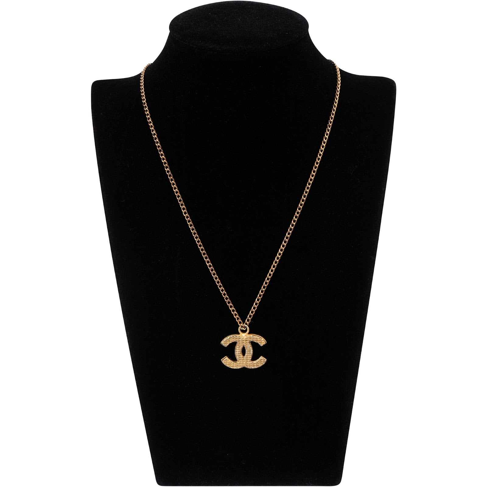 Chanel - Textured CC Emblem Pendant Necklace 04C
