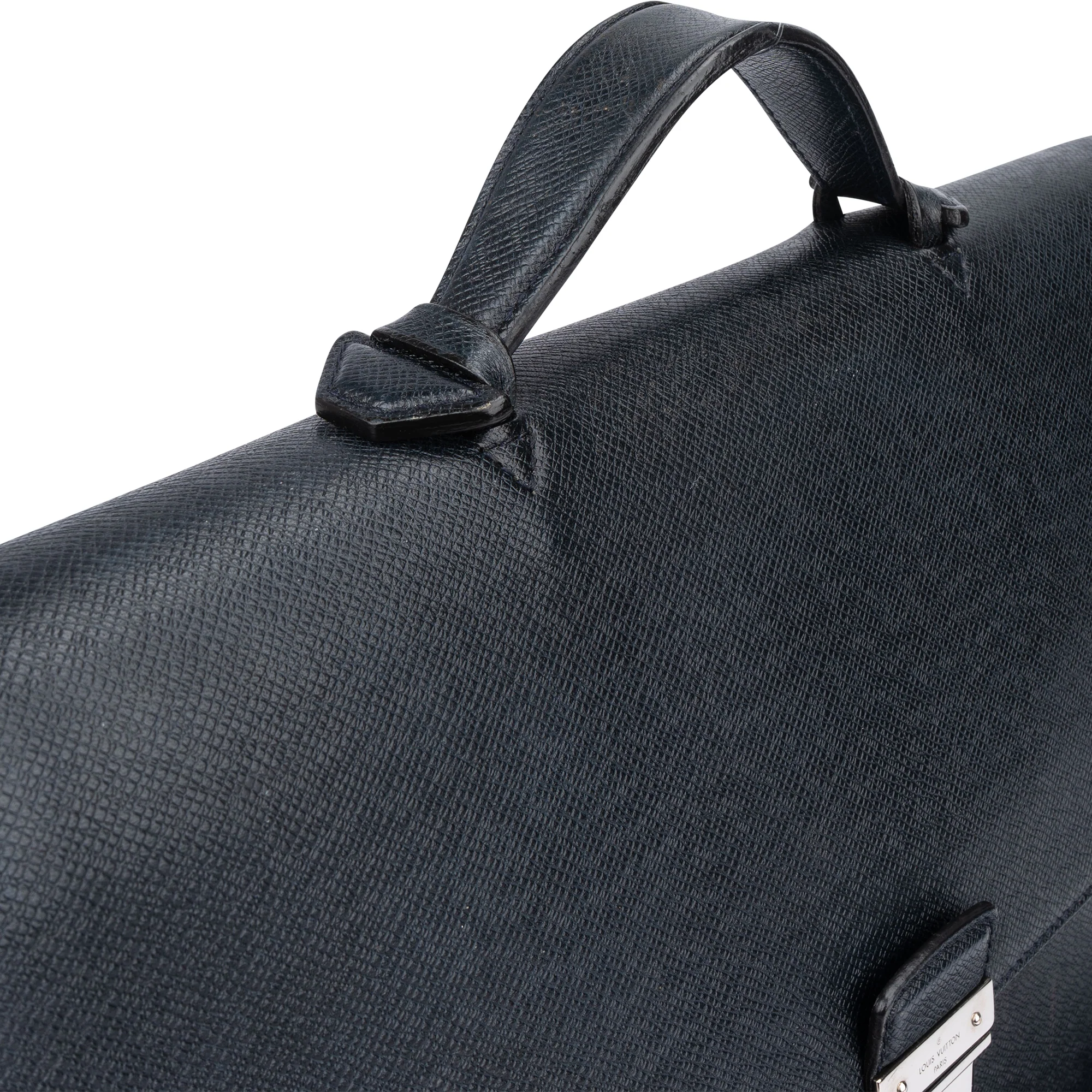 Louis Vuitton Bleu Taiga Leather Vassili PM Business Tasche