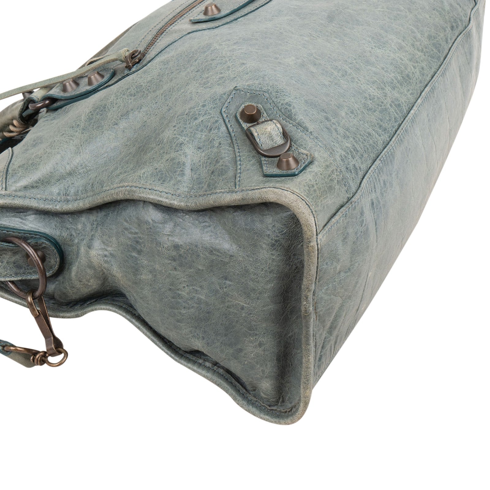 Balenciaga Petrol Leather City Handbag