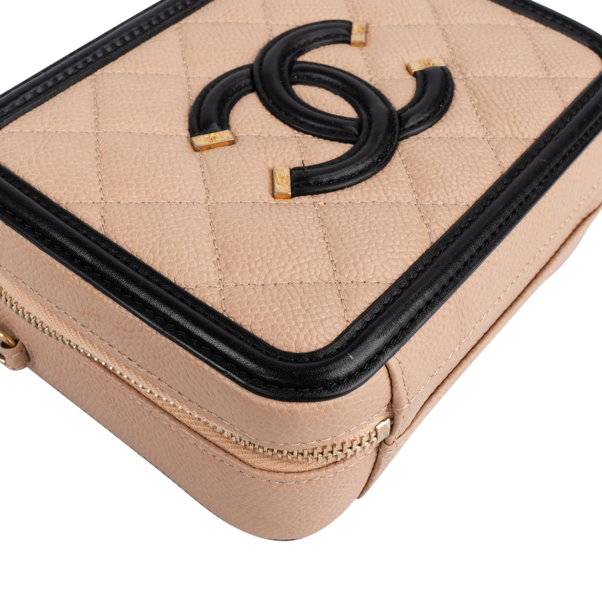 Chanel Quilted Caviar Leather Small Filigree Crossbody Bag