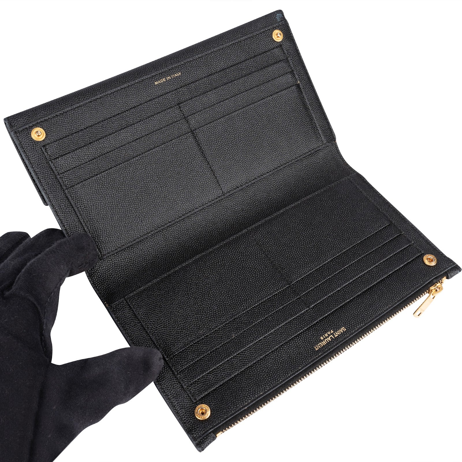Saint Laurent Grain de Poudre Leather Uptown Wallet