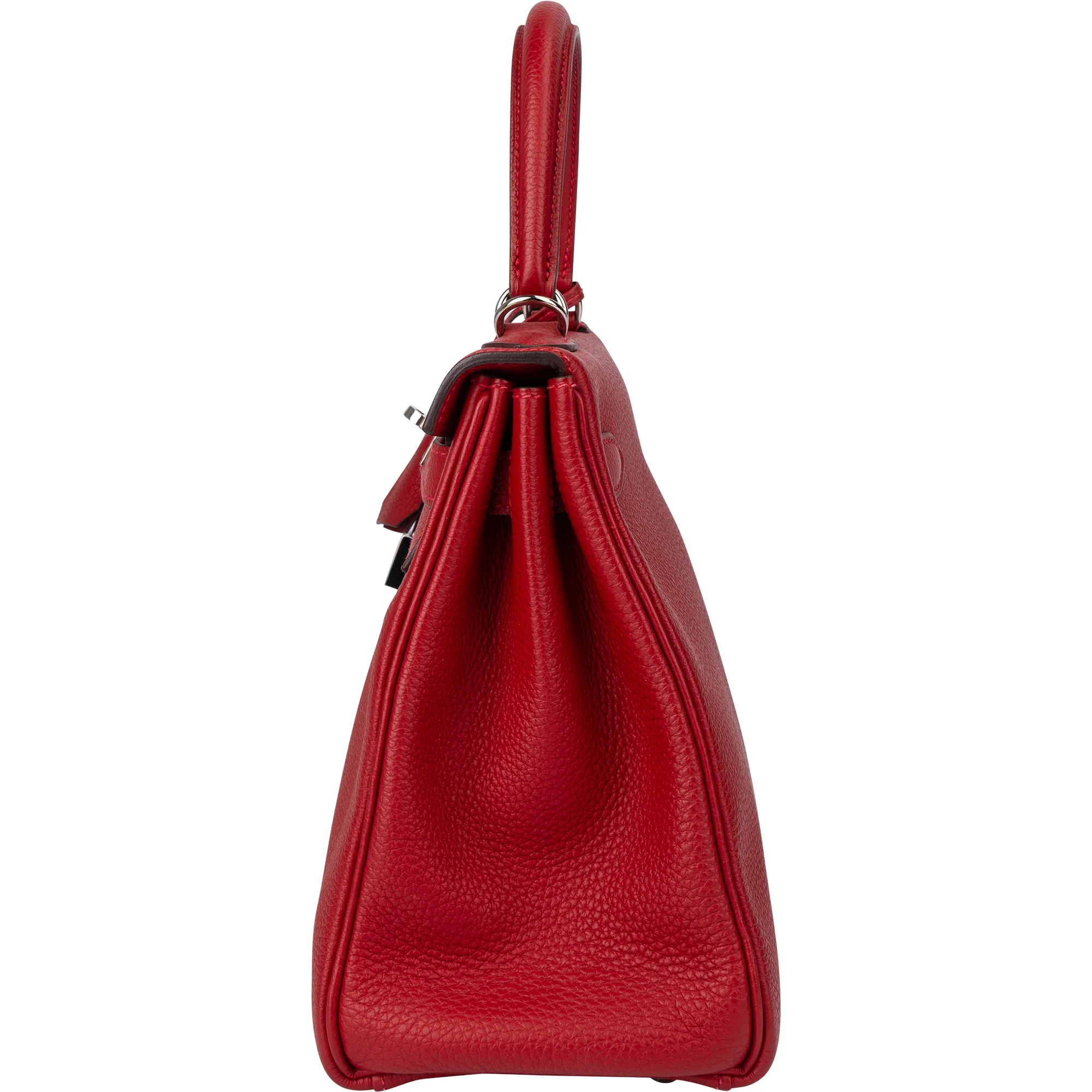 Hermès Rouge Taurillon Clemence Leather Kelly 28 Handbag