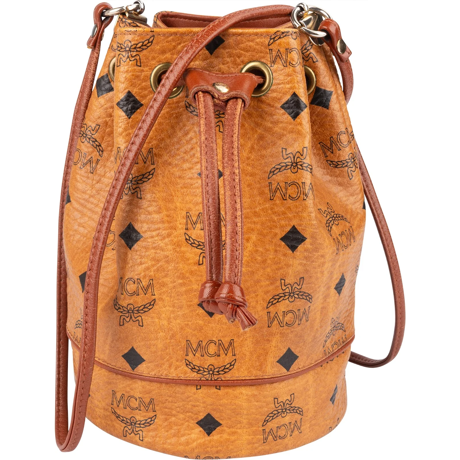 MCM Monogram Visetos Mini Drawstring Bucket Crossbody Bag