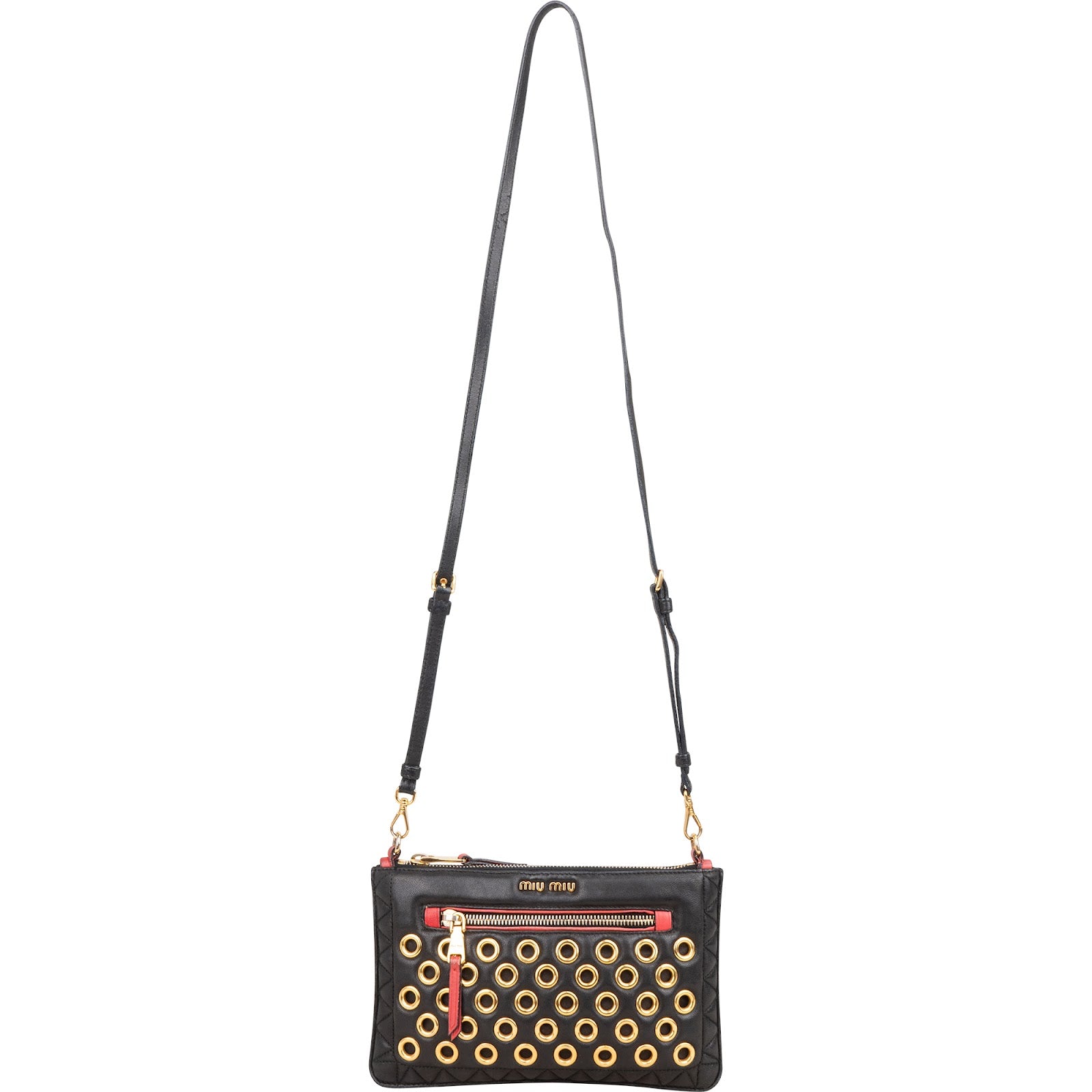 Miu Miu Quilted Leather Eyelet Crossbody Bag