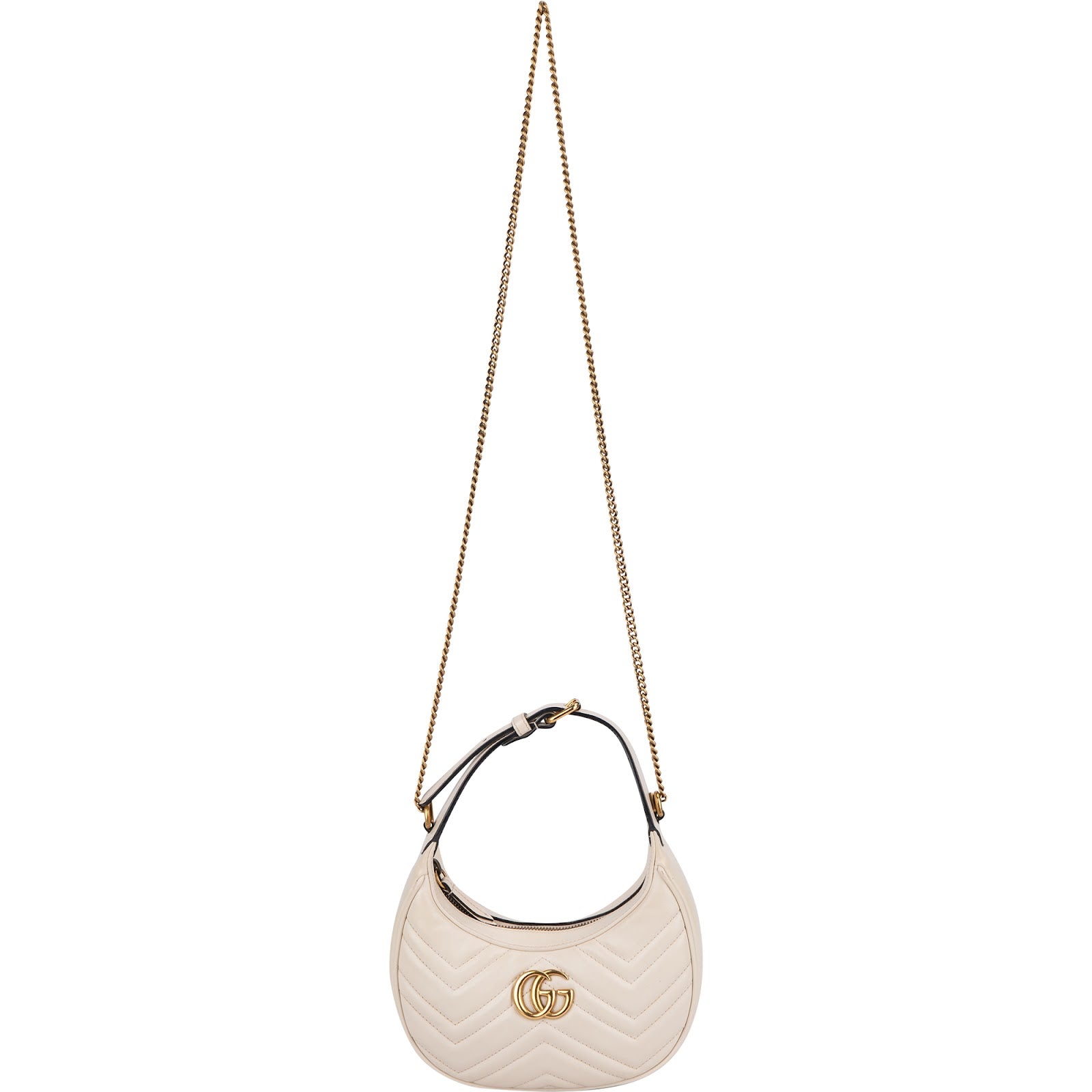 Gucci Quilted Leather GG Marmont Half-Moon Mini Shoulder Bag