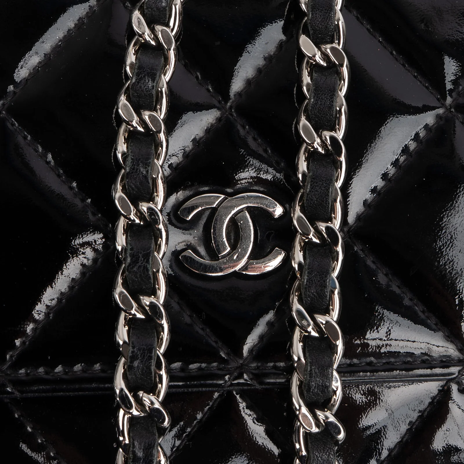 Chanel Quilted Patent Leather Wallet on Chain Crossbody Bag