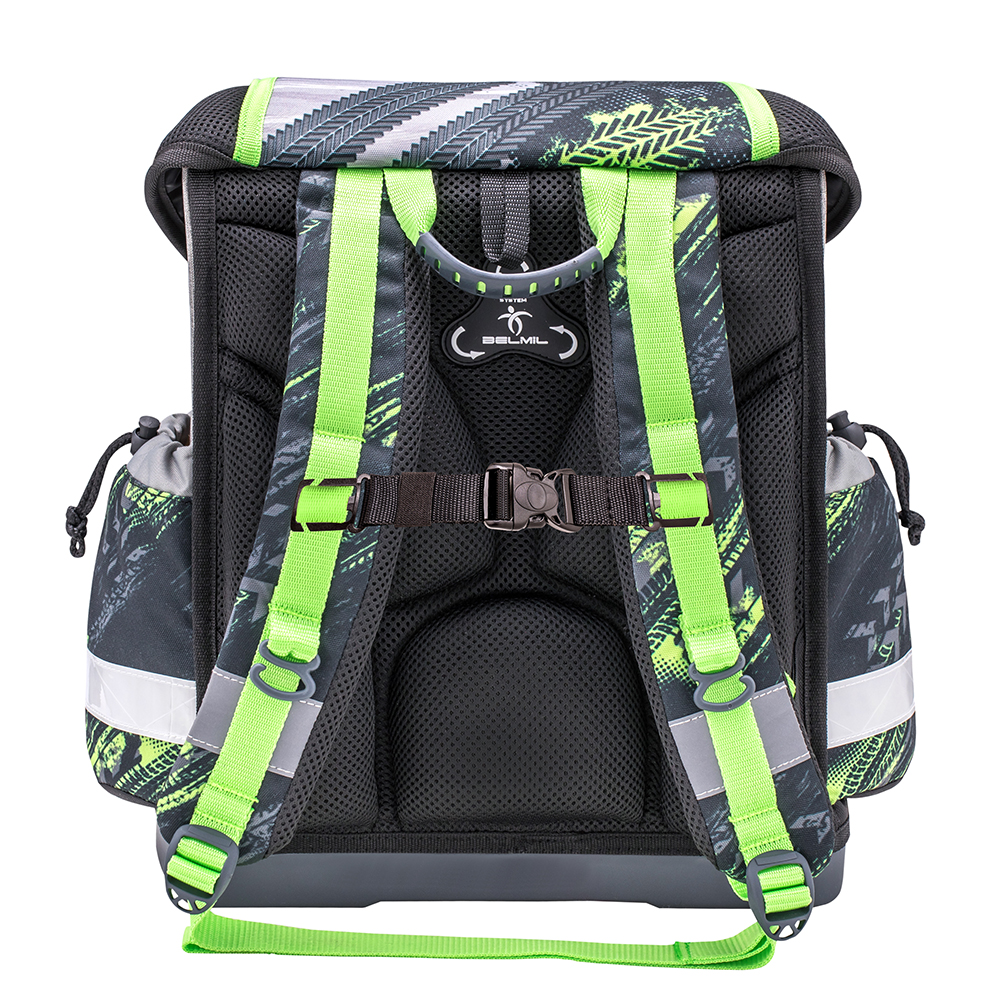 Classy Schulranzen-Set 4-teilig mit integriertem Brustgurt - Green Tractor