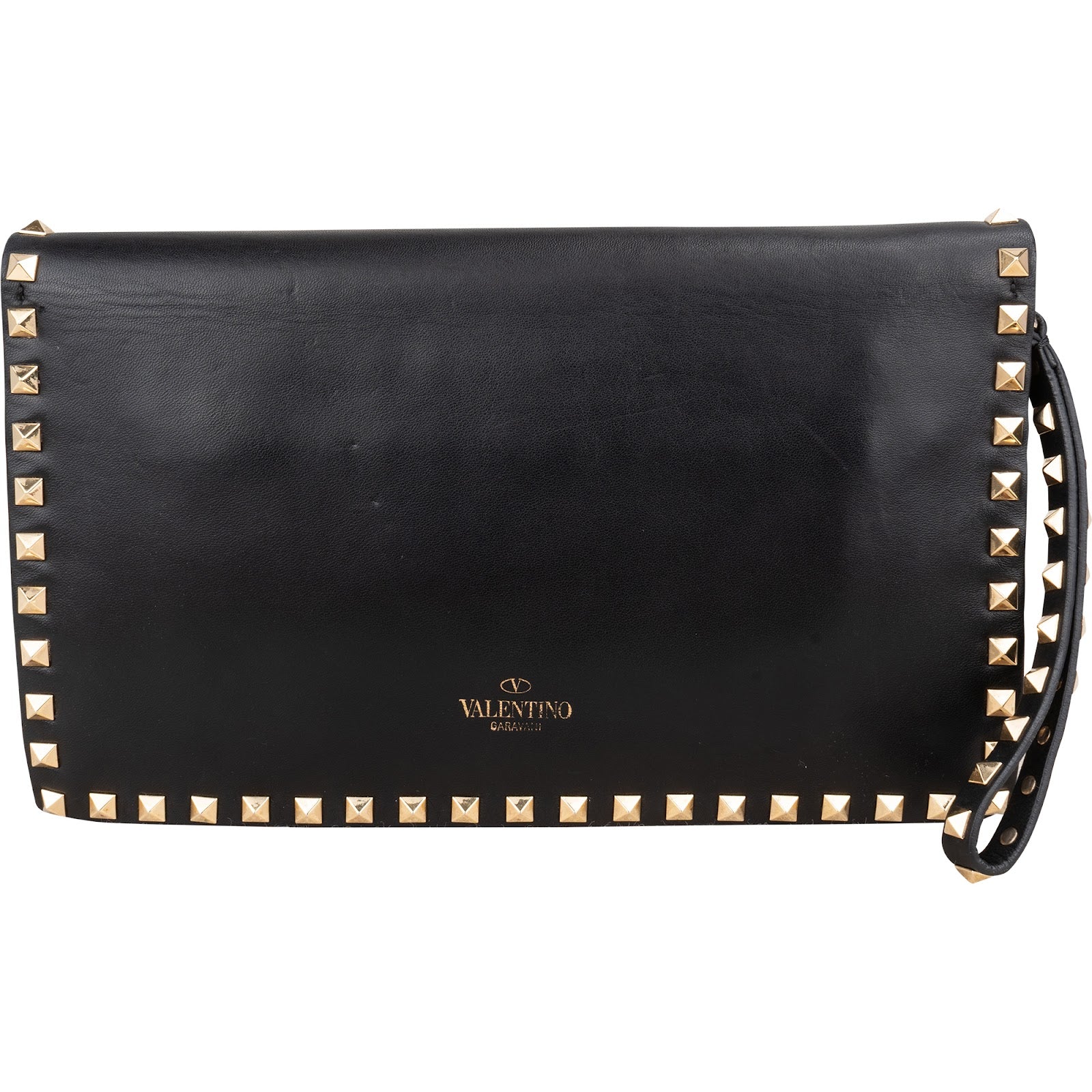 Valentino Garavani Black Leather Rockstud Clutch