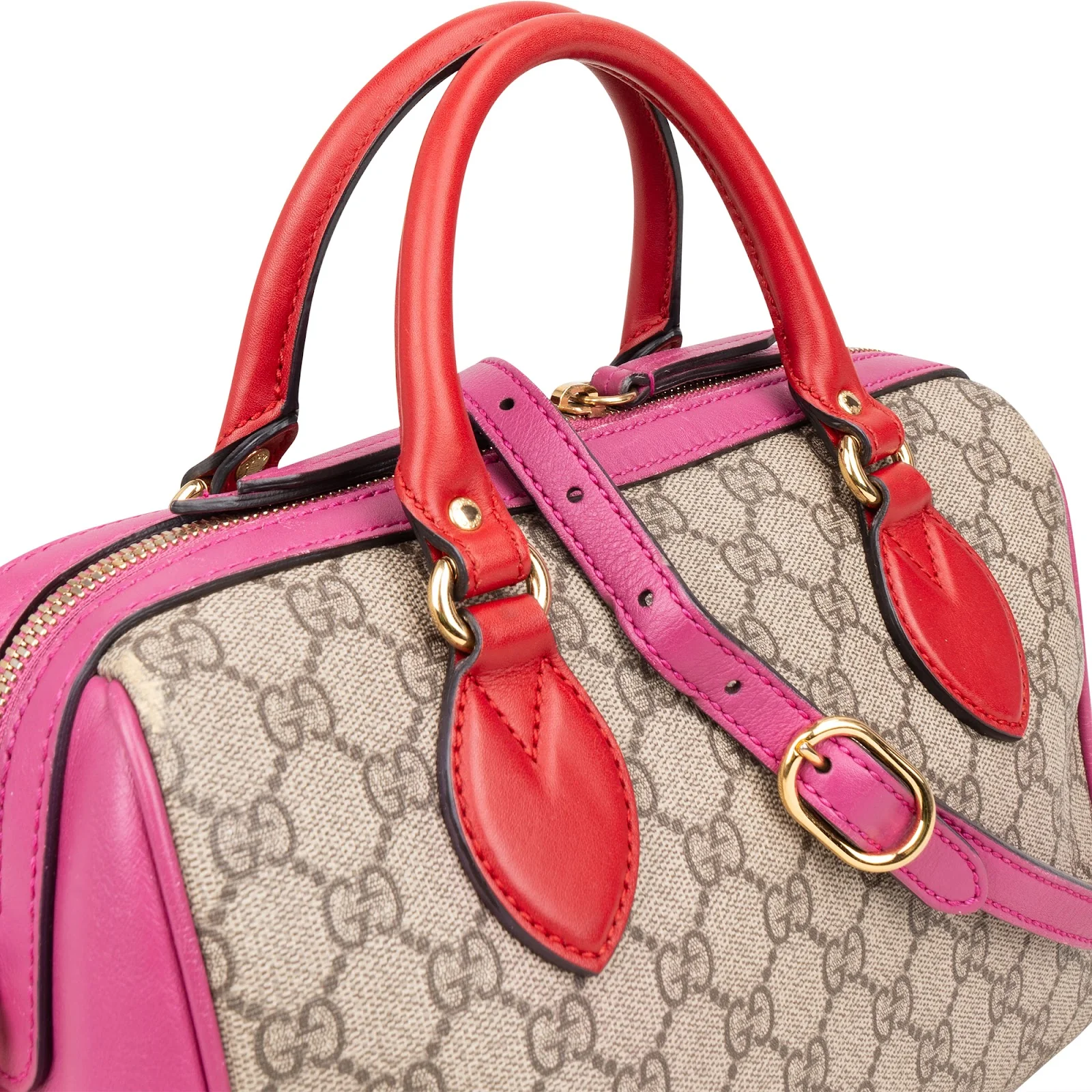 Gucci Monogram GG Supreme Bicolor Boston Handbag