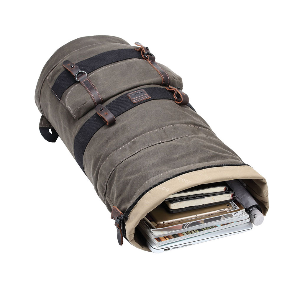 Heritage Waxed Canvas Fold Top Backpack - Olive