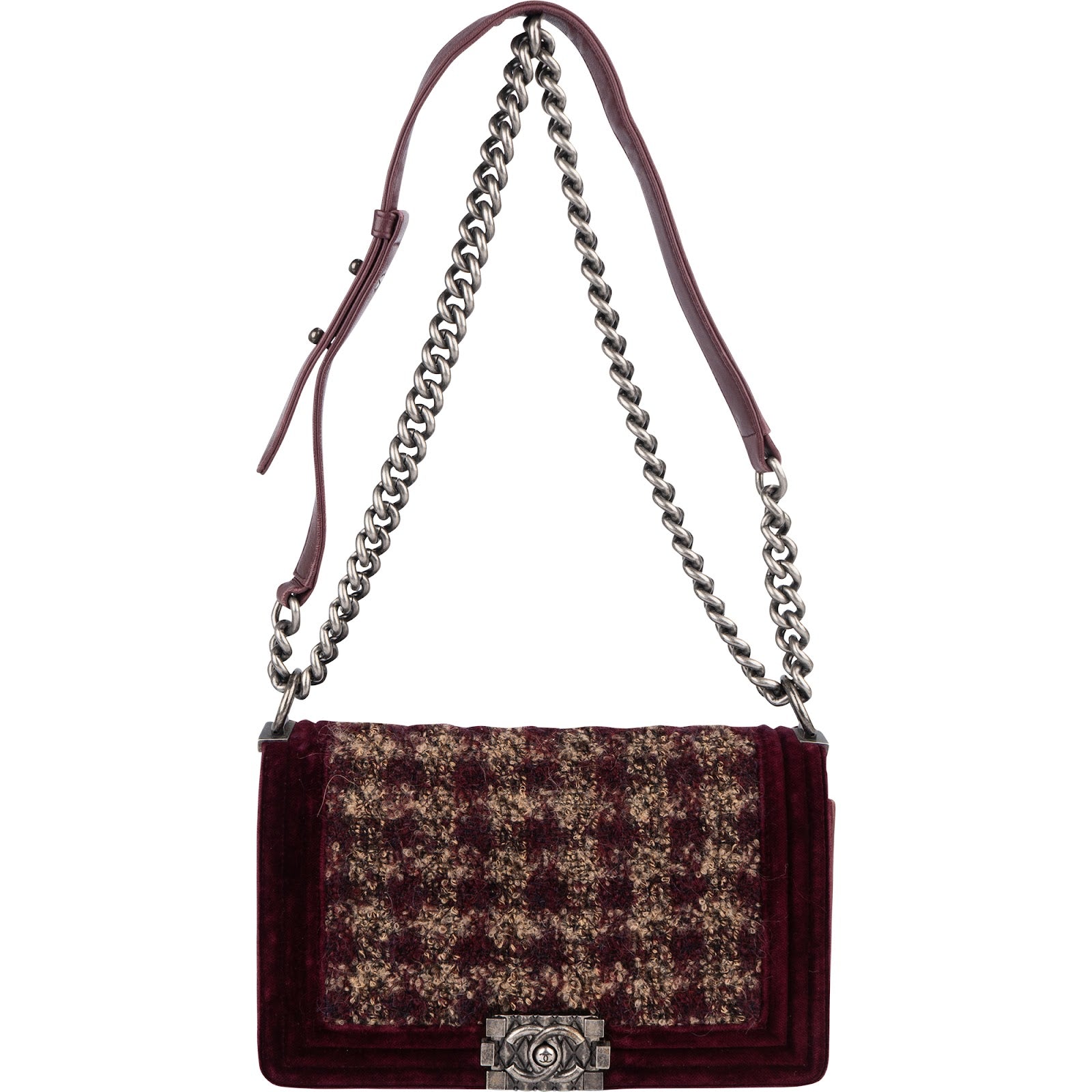 Chanel Velvet & Boucle Tweed Medium Boy Crossbody Bag