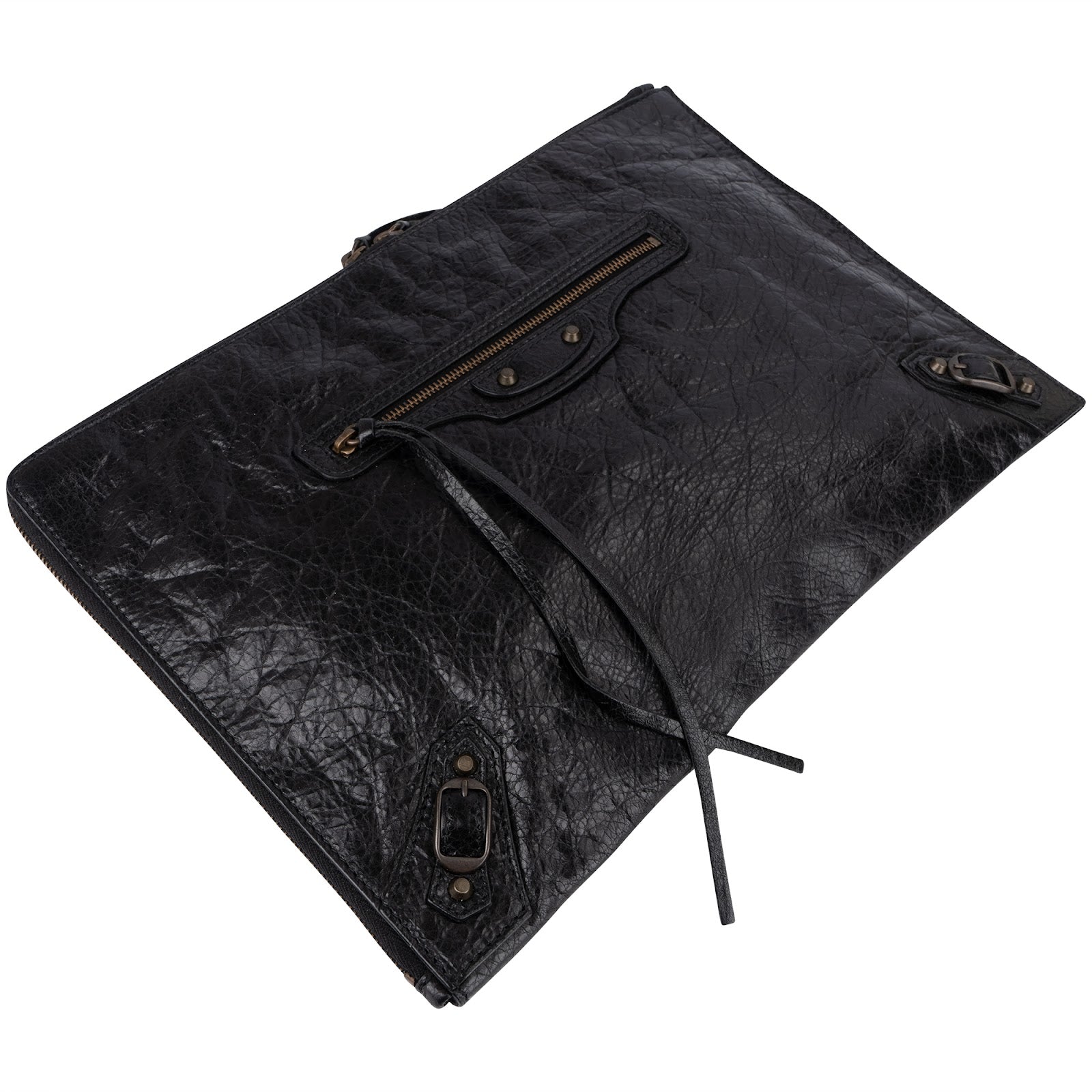 Balenciaga Balck Leather Classic Envelope Clutch