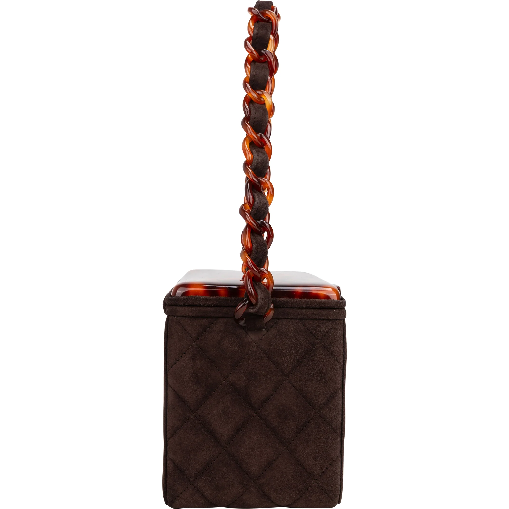 Chanel Quilted Suede Acrylic RARE 90s Vanity Handbag