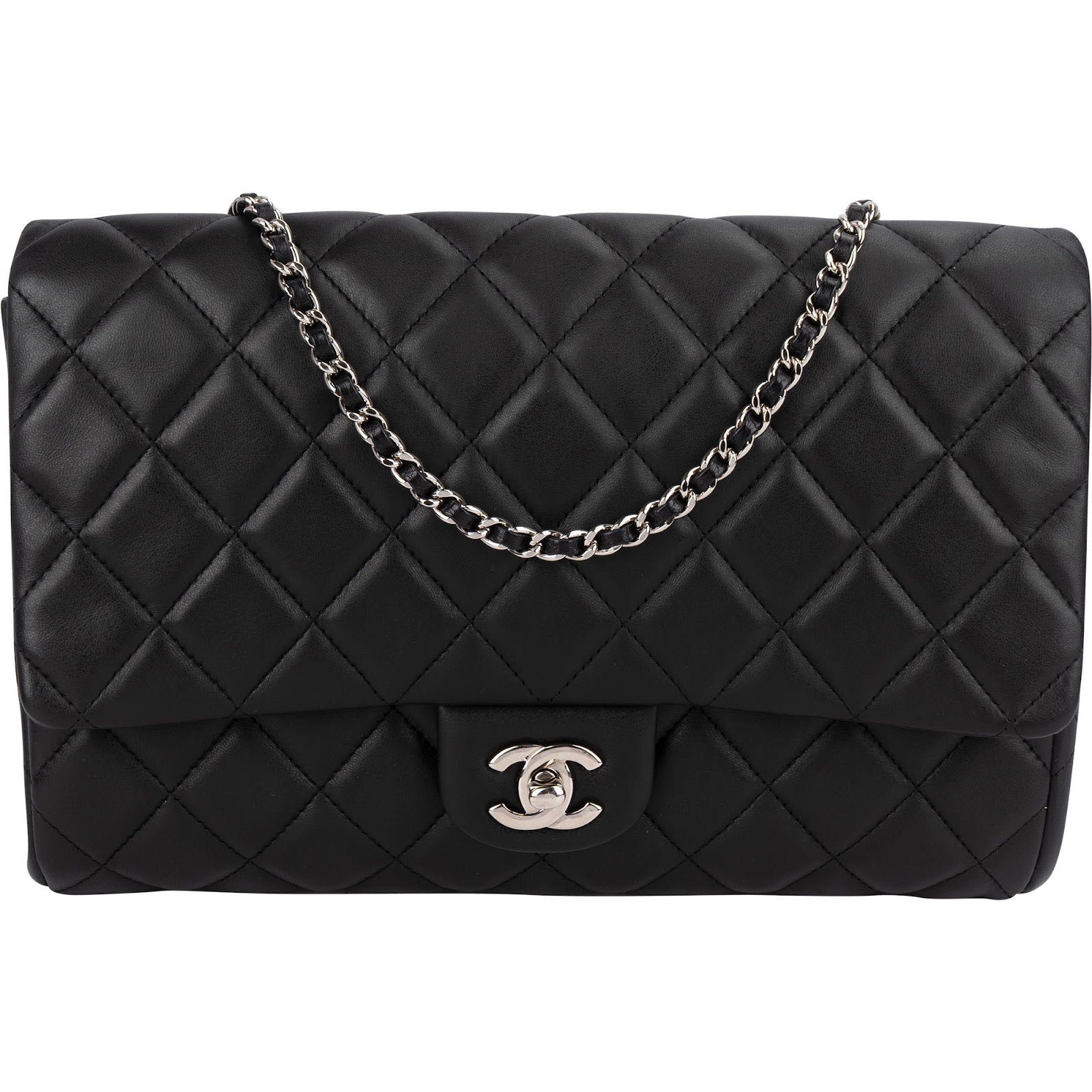 Chanel Quilted Lambskin Palladium Single Flap Shoulder Bag