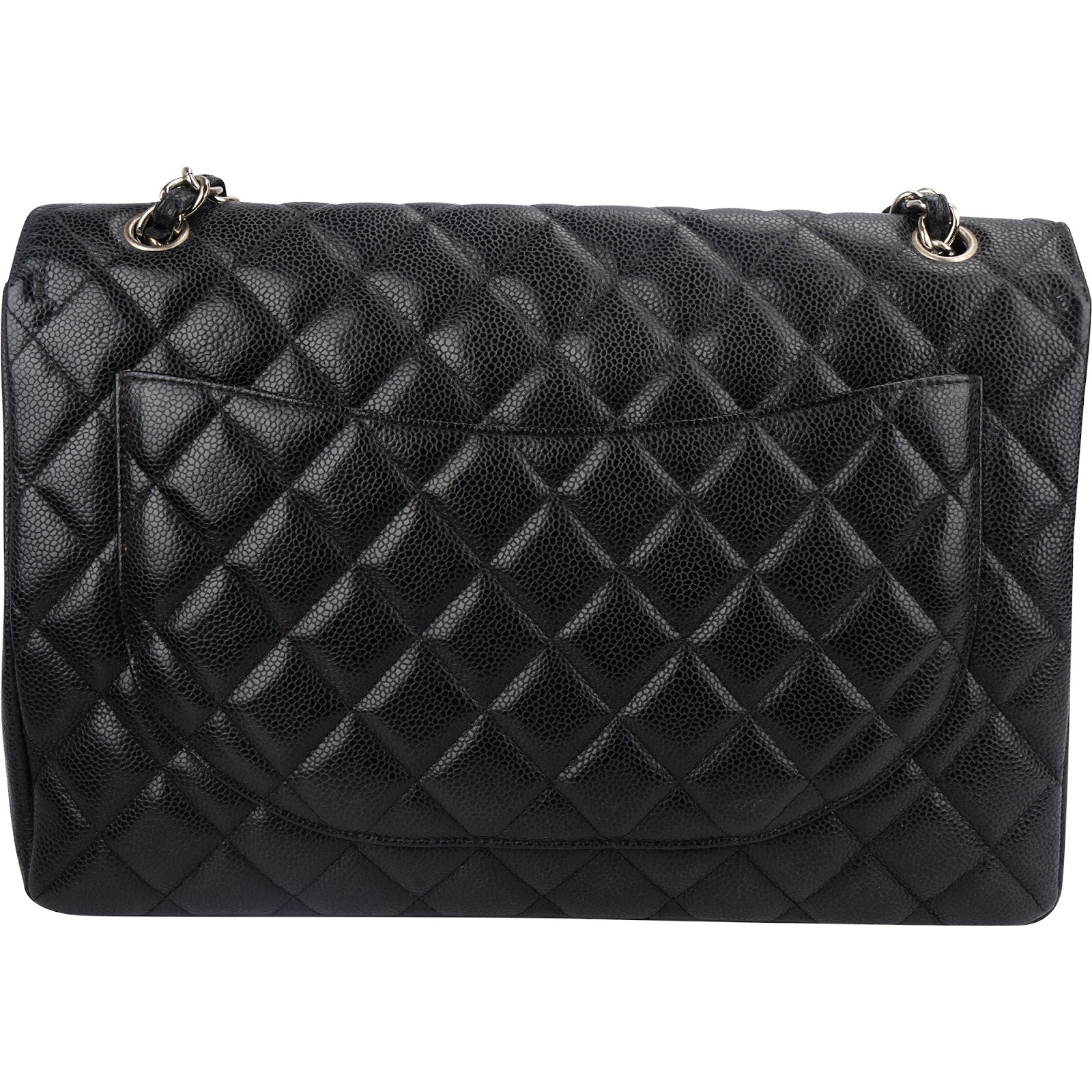 Chanel Quilted Caviar Leather Palladium Maxi Single Flap Crossbody Bag