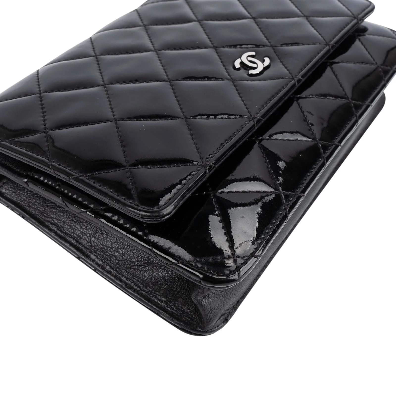 Chanel Quilted Patent Leather Wallet on Chain Crossbody Bag