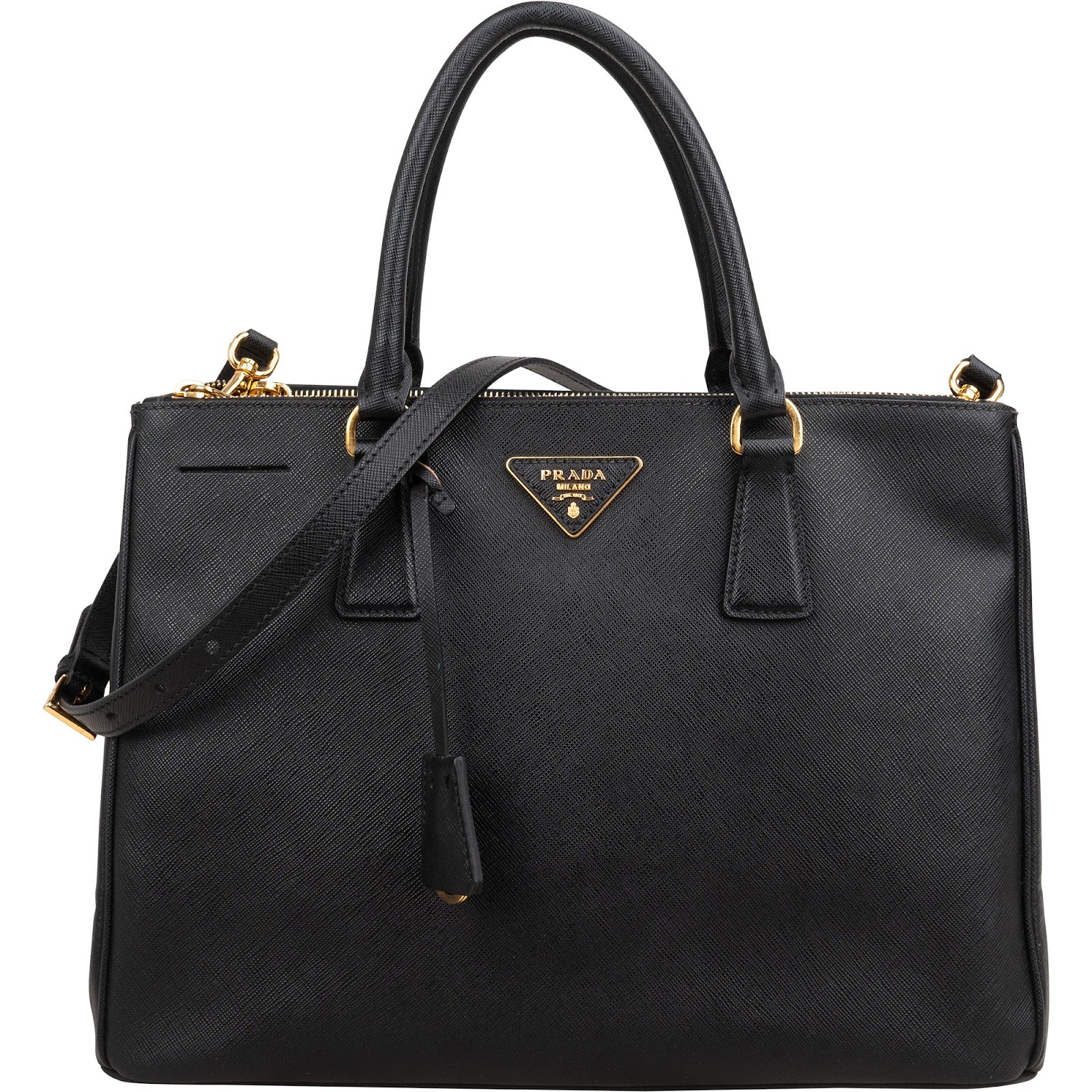 Prada Black Saffiano Leather Galleria Handbag