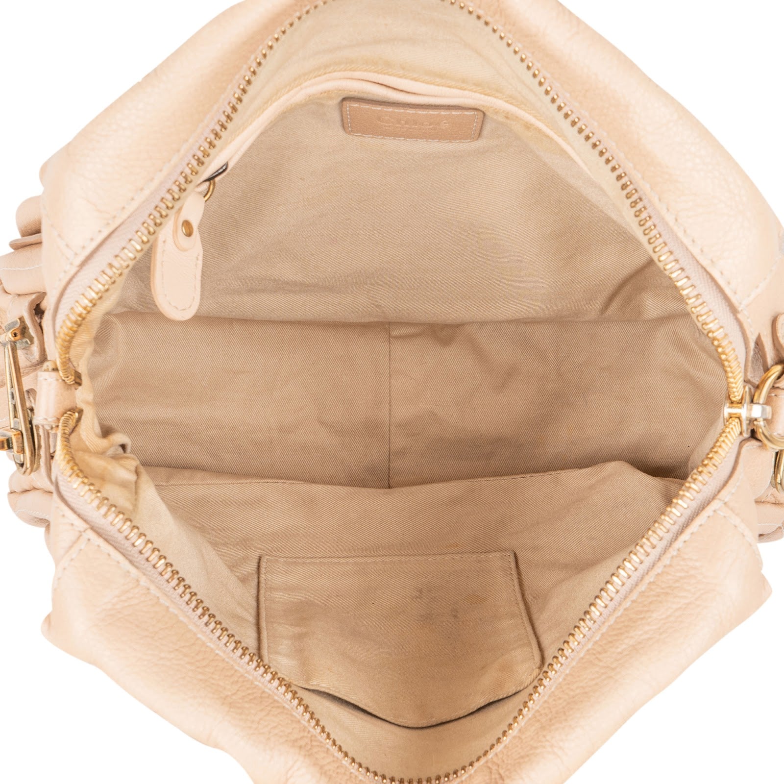 Chloé Beige Pebbled Leather Paraty Handbag