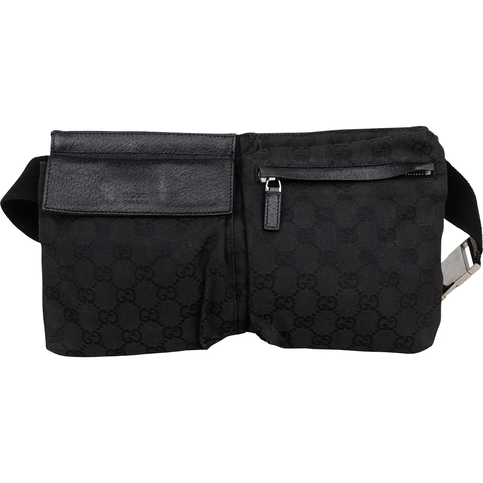 Gucci Black Monogram GG Belt Crossbody Bag