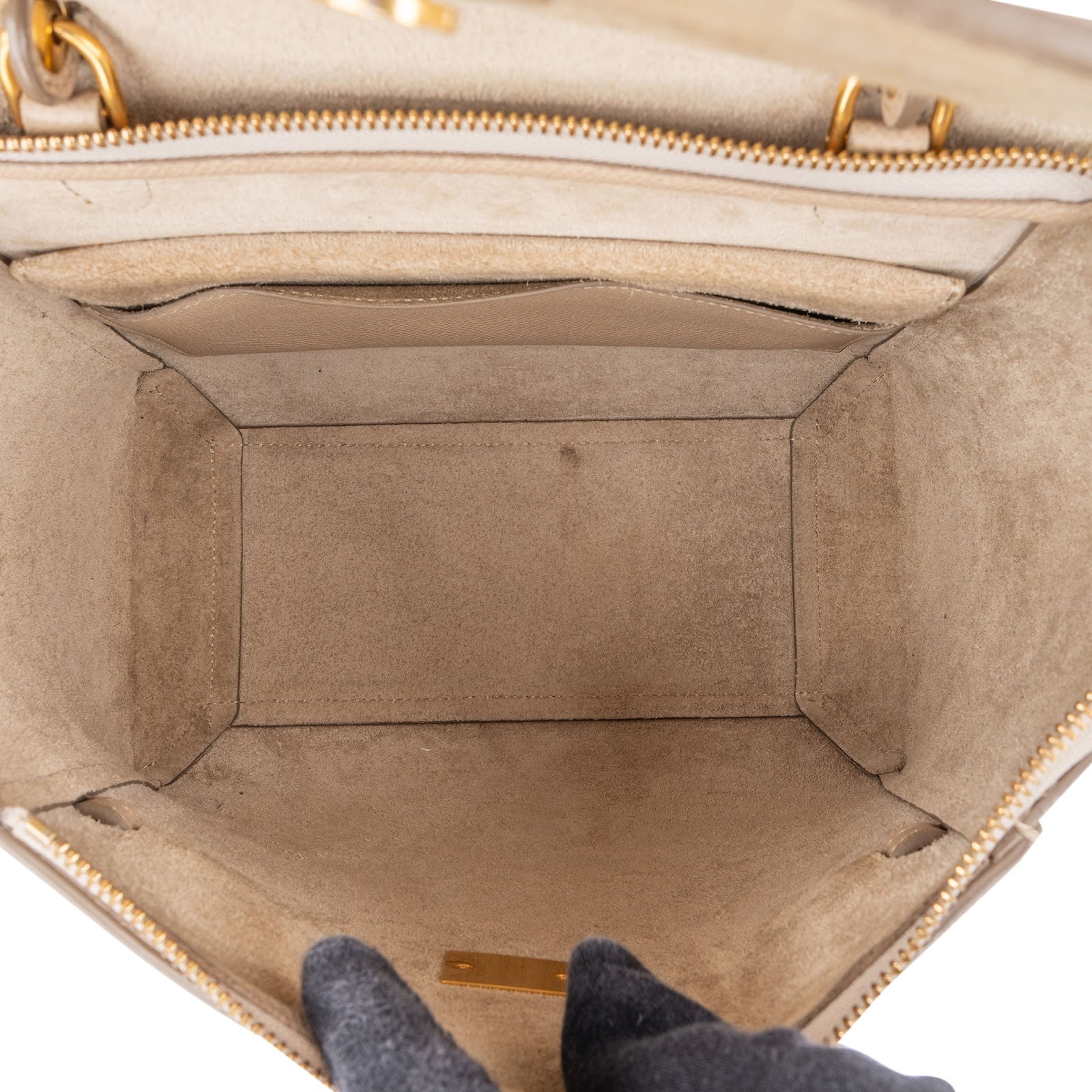 Céline Beige Grained Calfskin Nano Belt Handbag