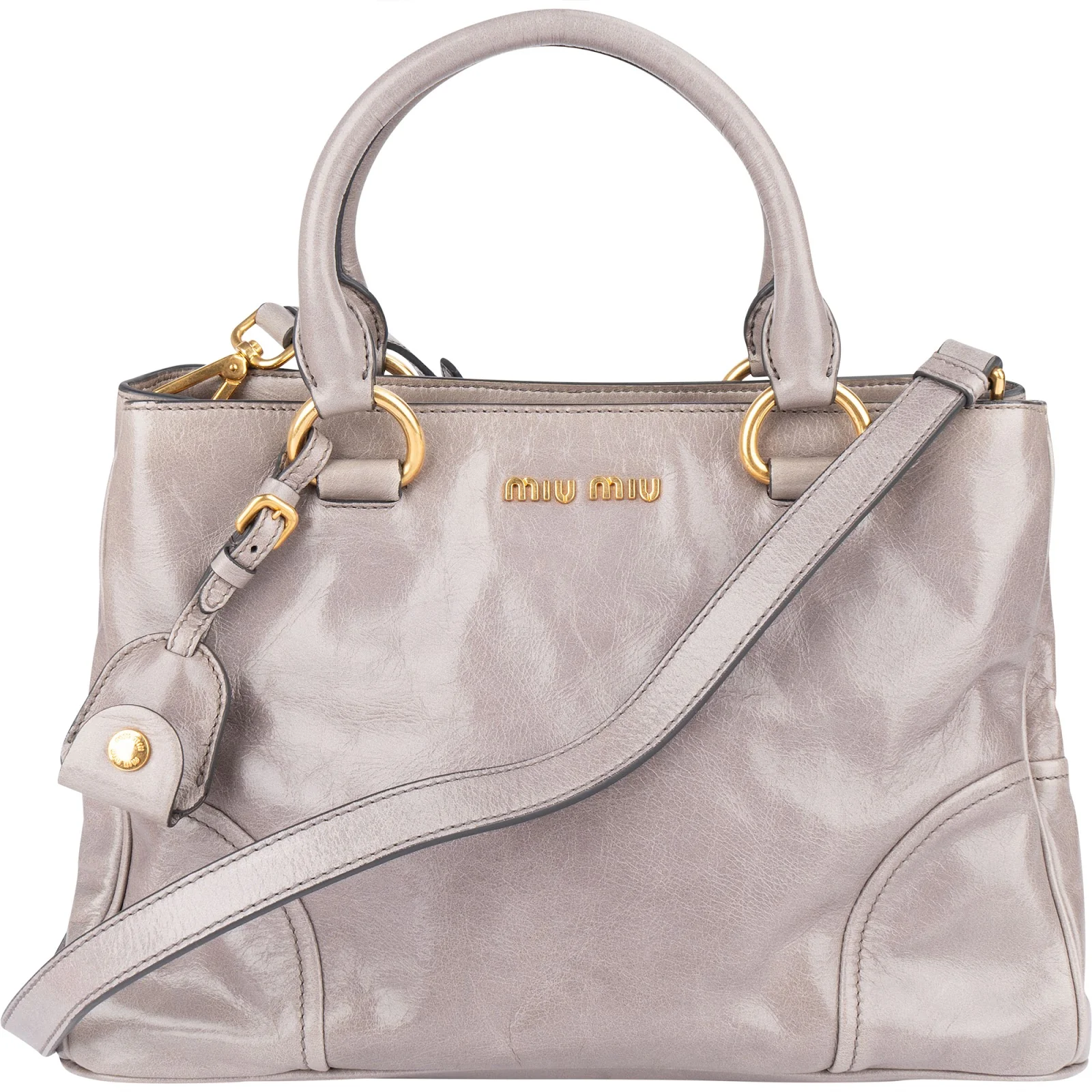 Miu Miu Grey Vitello Lux Handbag