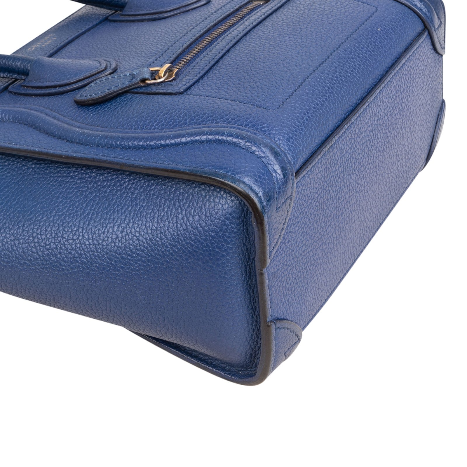 Céline Blue Grained Leather Luggage Nano Crossbody Bag