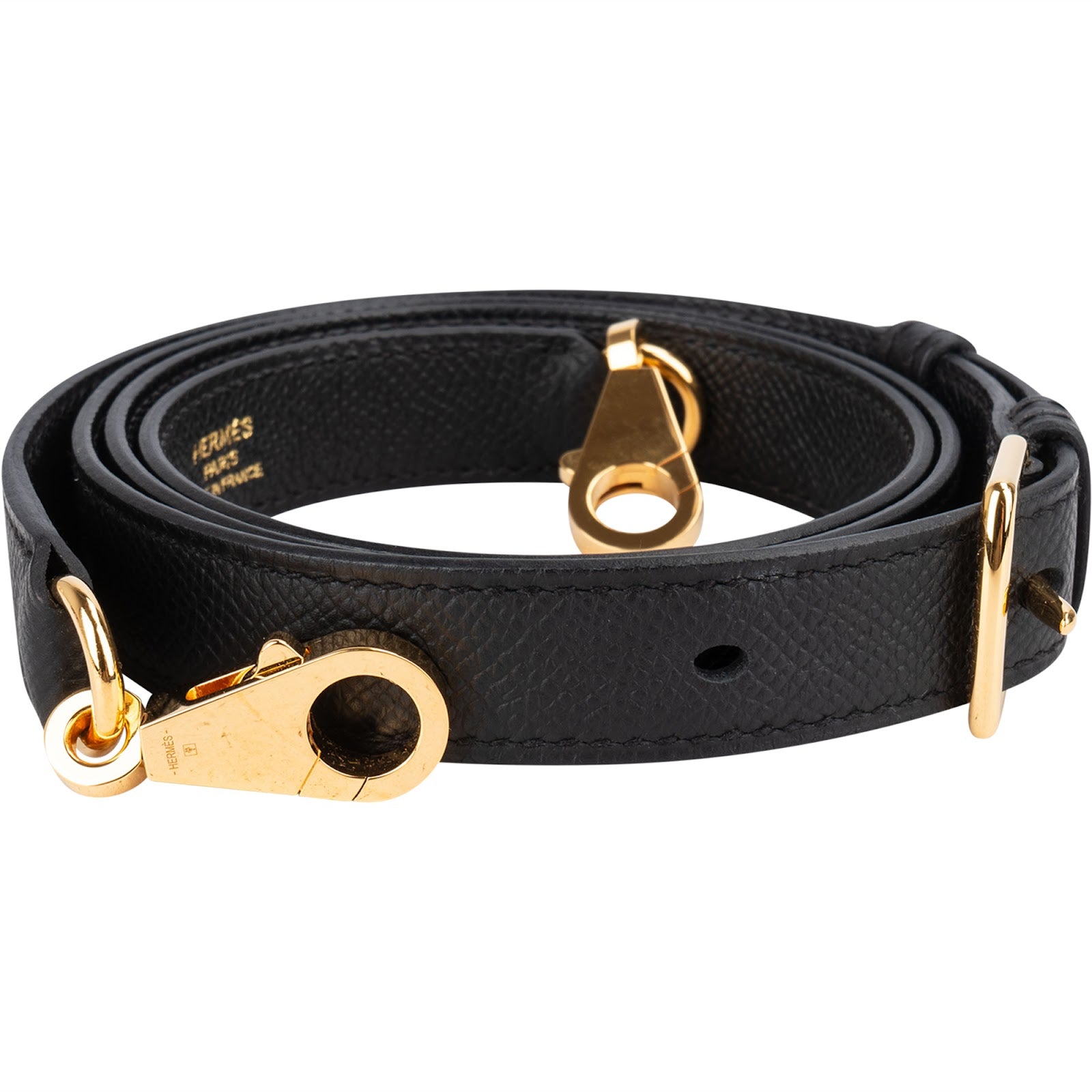 Hermès Veau Epsom Noir Leather 89 Bandouliere Strap