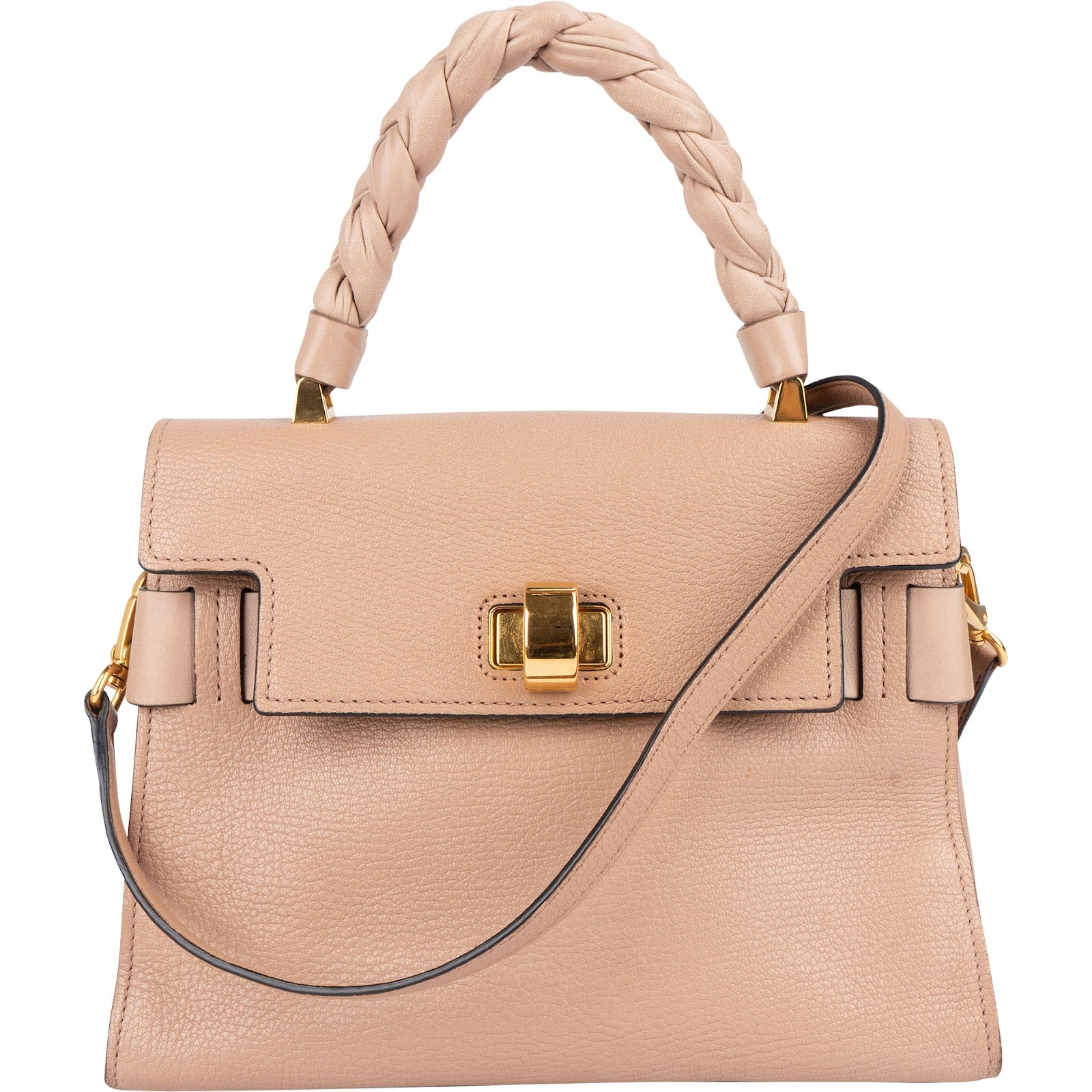 Miu Miu Pebbled Leather Madras Braided Handle Handbag