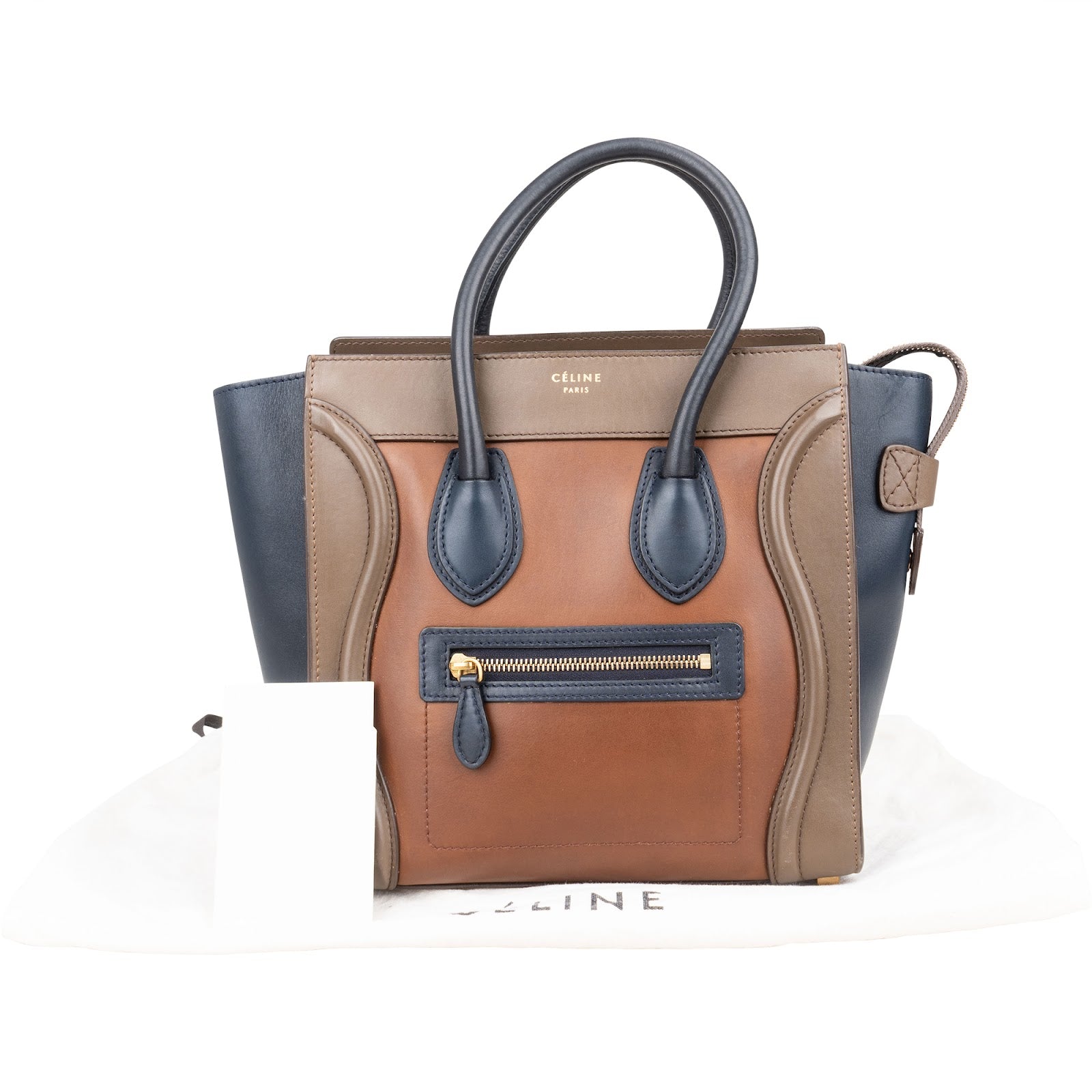 Céline Tricolor Leather Luggage Handbag
