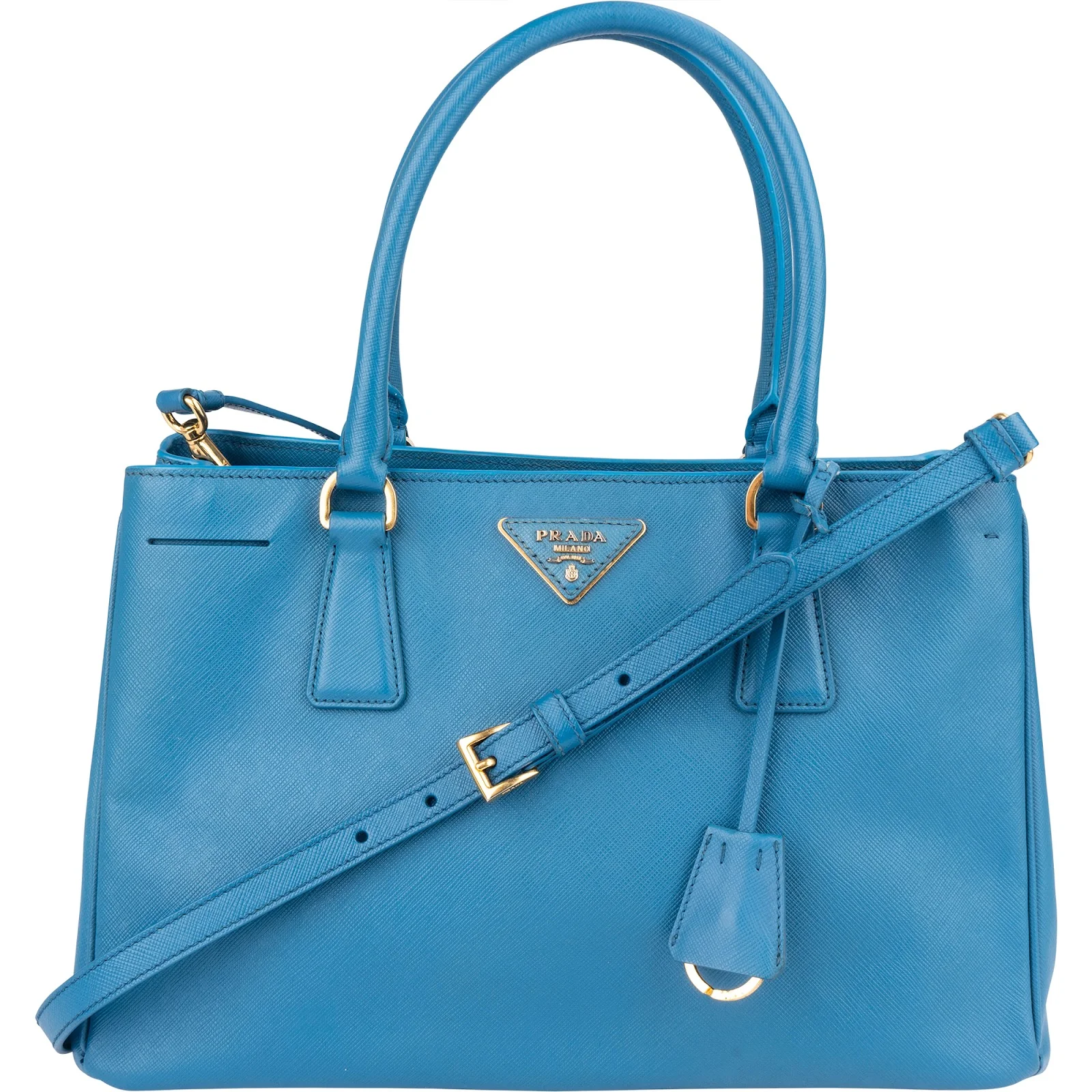 Prada Blue Saffiano Leather Galleria Handbag
