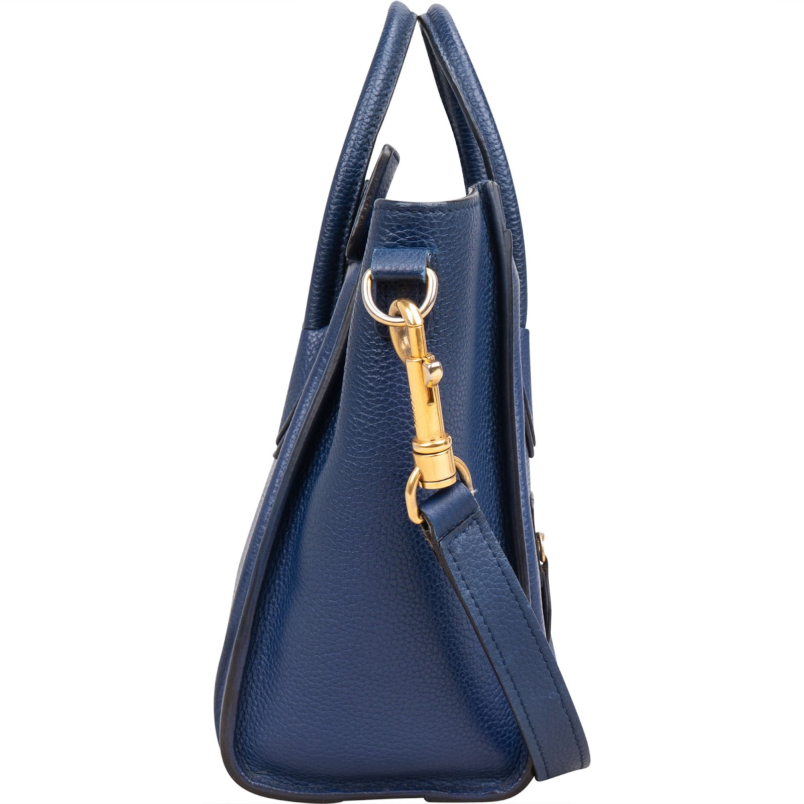 Céline Blue Grained Leather Luggage Nano Crossbody Bag