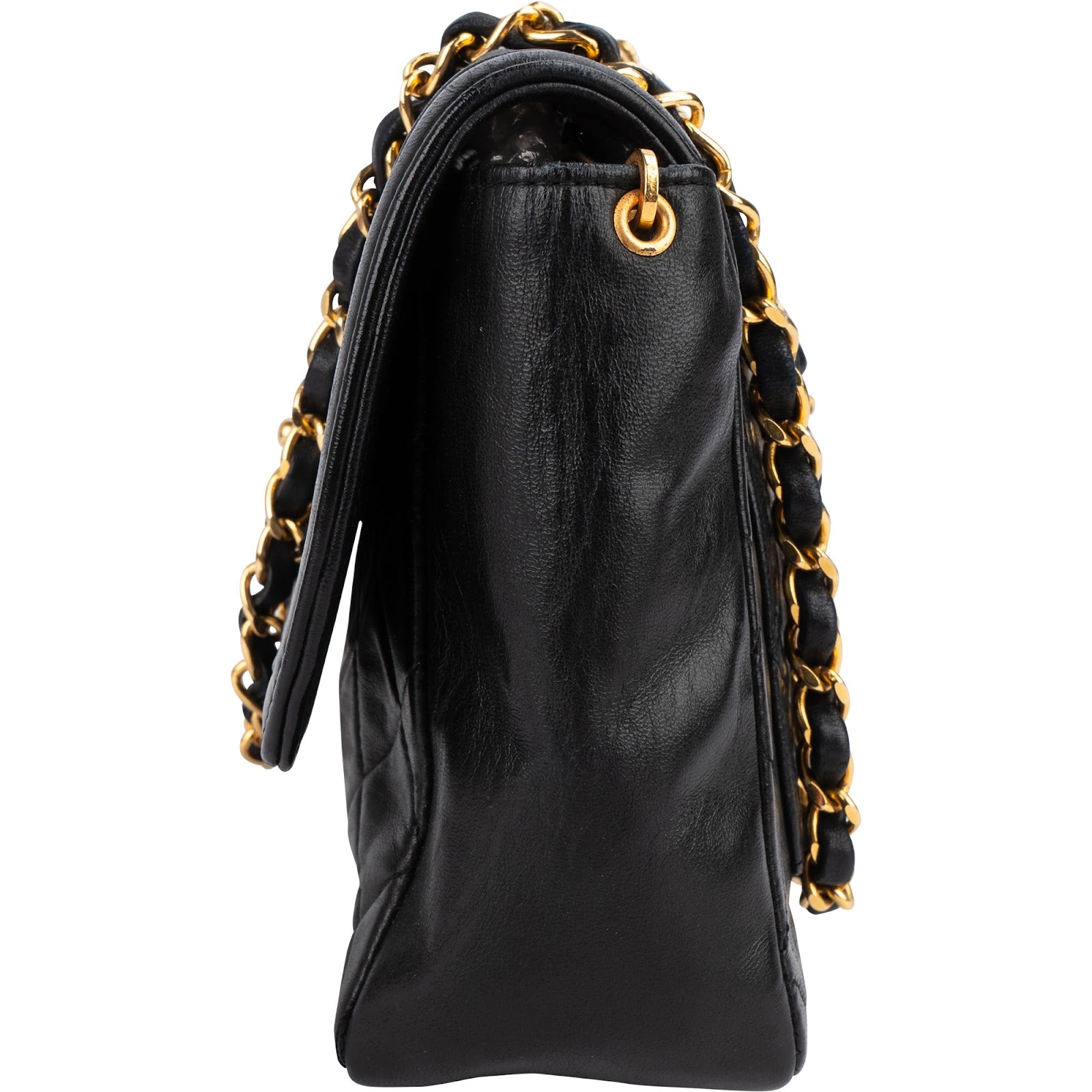 Chanel Quilted Lambskin 24K Gold Single Flap Crossbody Bag