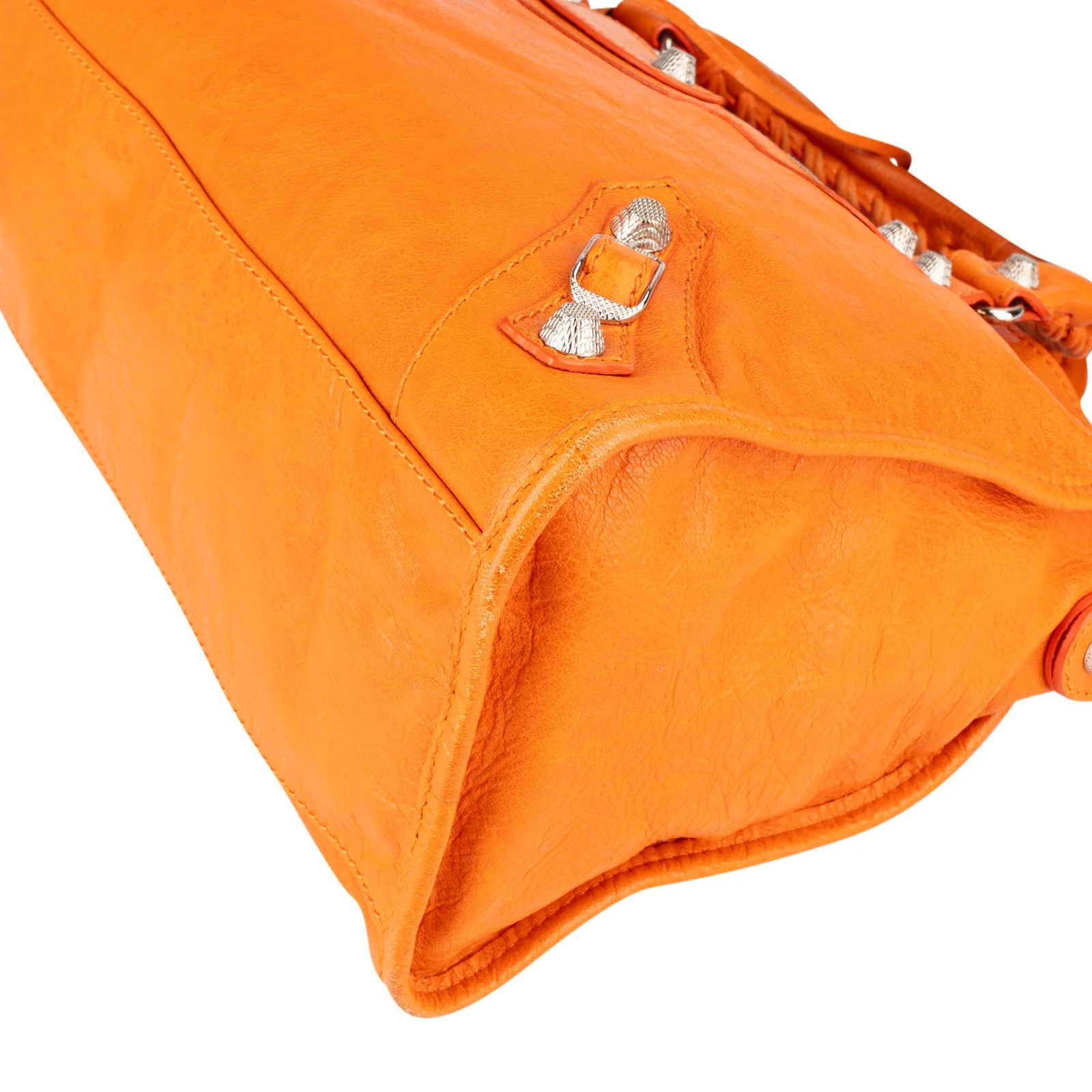 Balenciaga Orange Leather City Handbag