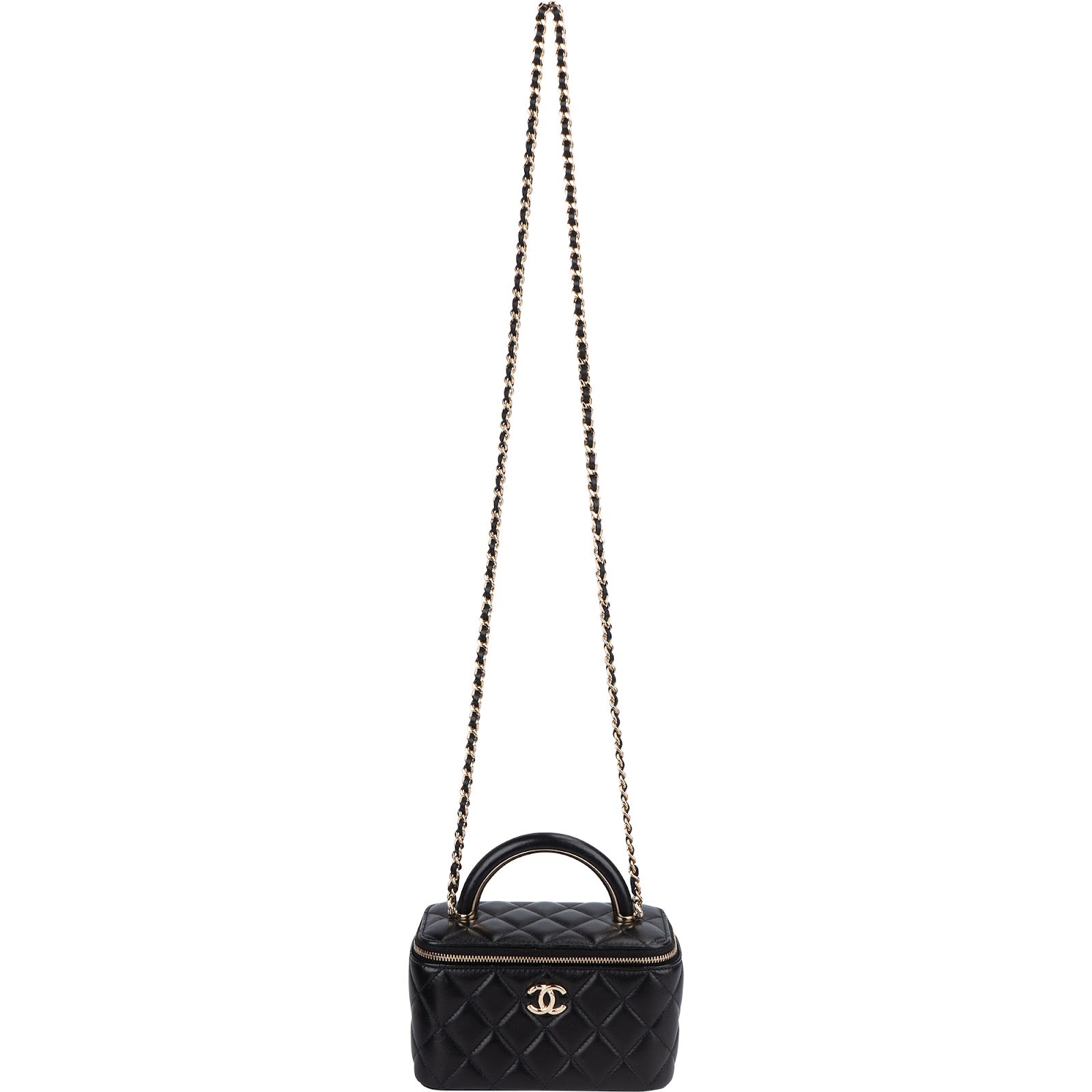 Chanel Quilted Lambskin Vanity Case Crossbody Handbag