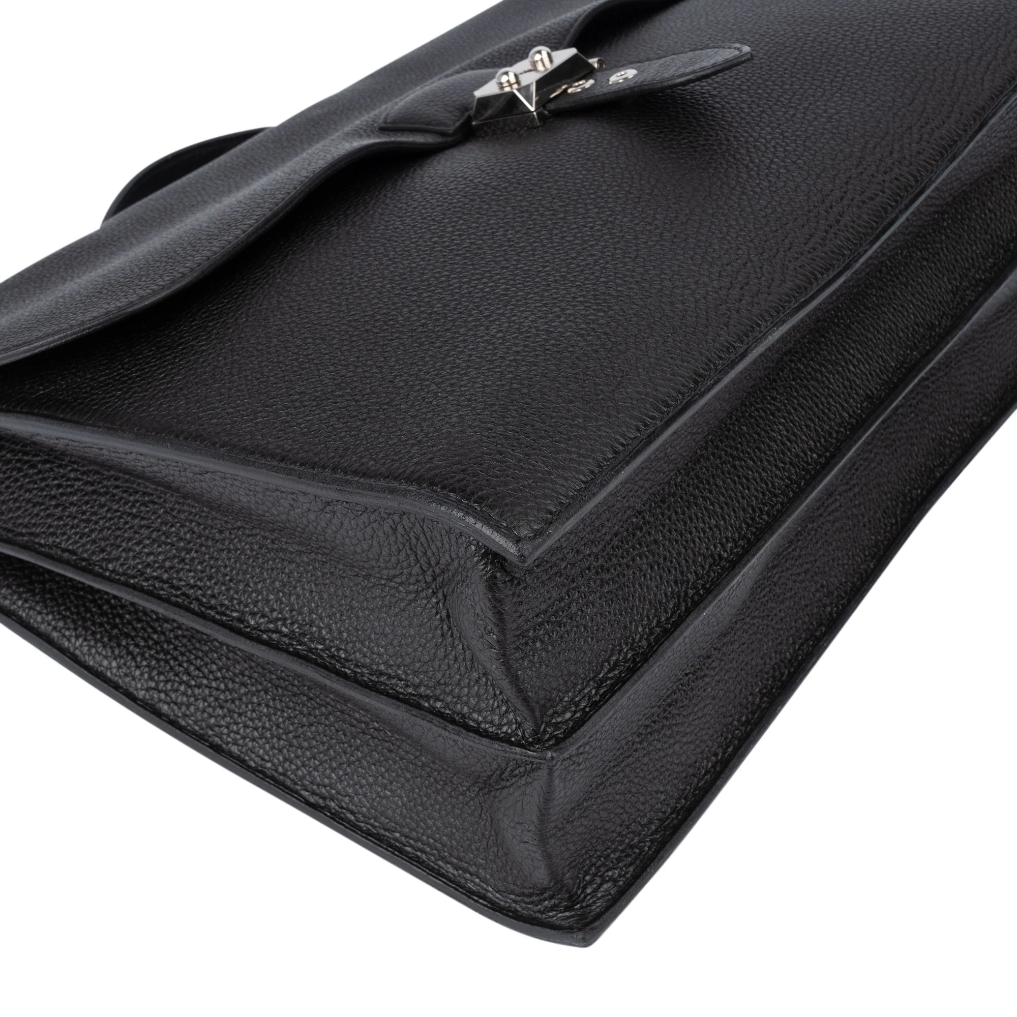 Hermès Noir Leather Sac á Dépéches Business Tasche