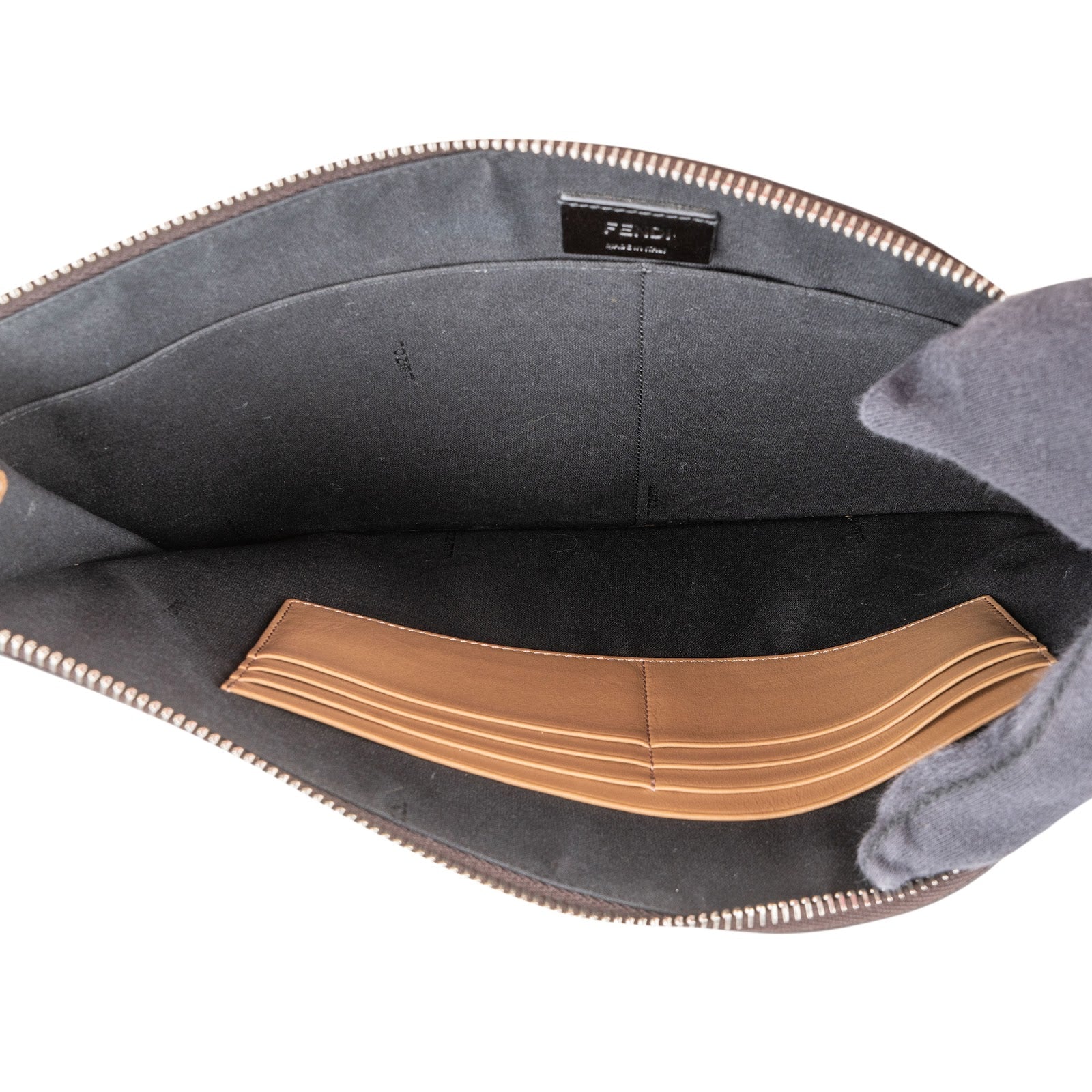 Fendi - Monogram FF Canvas & Bicolor Calfskin Clutch