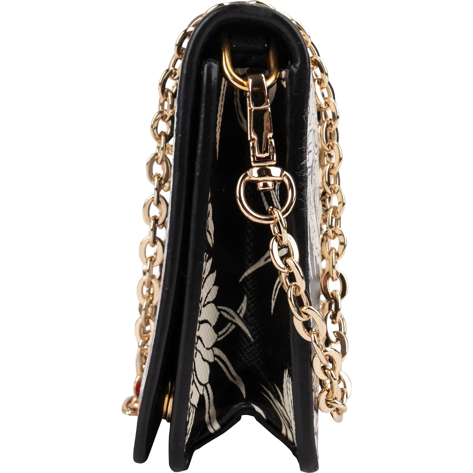 Prada Saffiano Leather Floral Flame Wallet on Chain Crossbody Bag