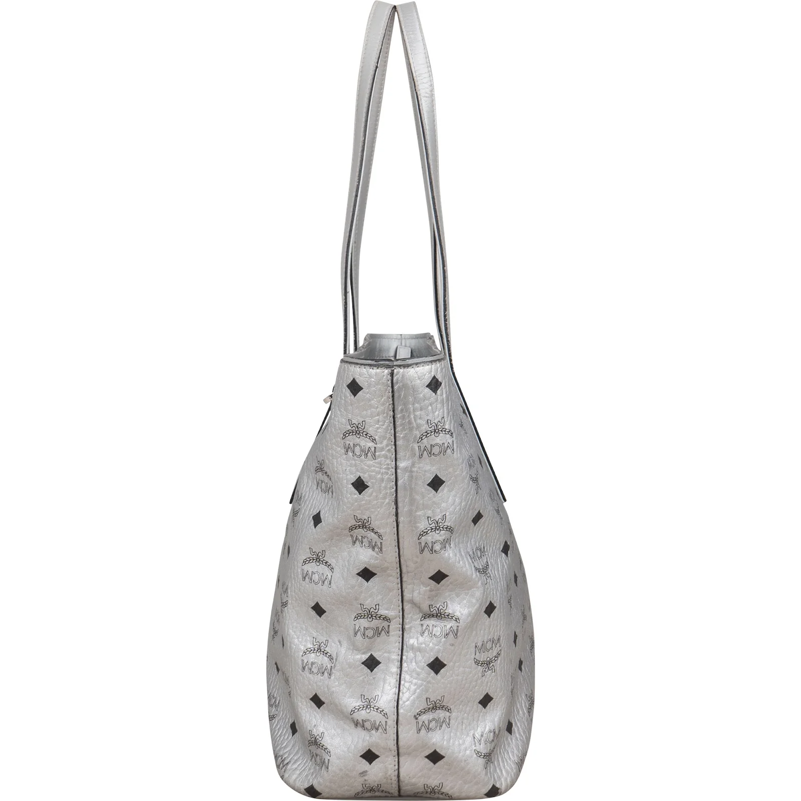 MCM Monogram Visetos Metallic Liz Shopper Tote Shoulder Bag